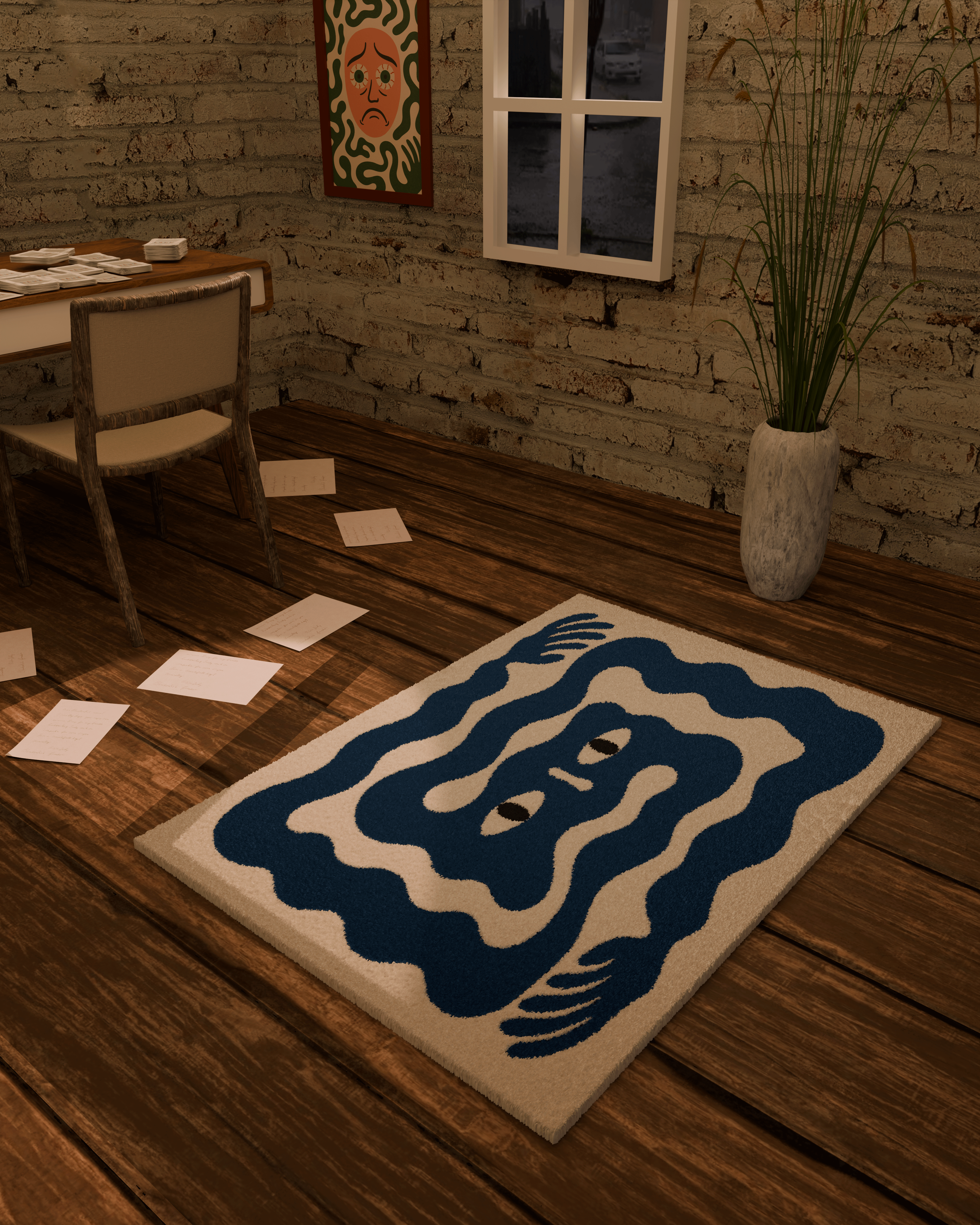 Anxiety hands emotion Tufted Custom Rug