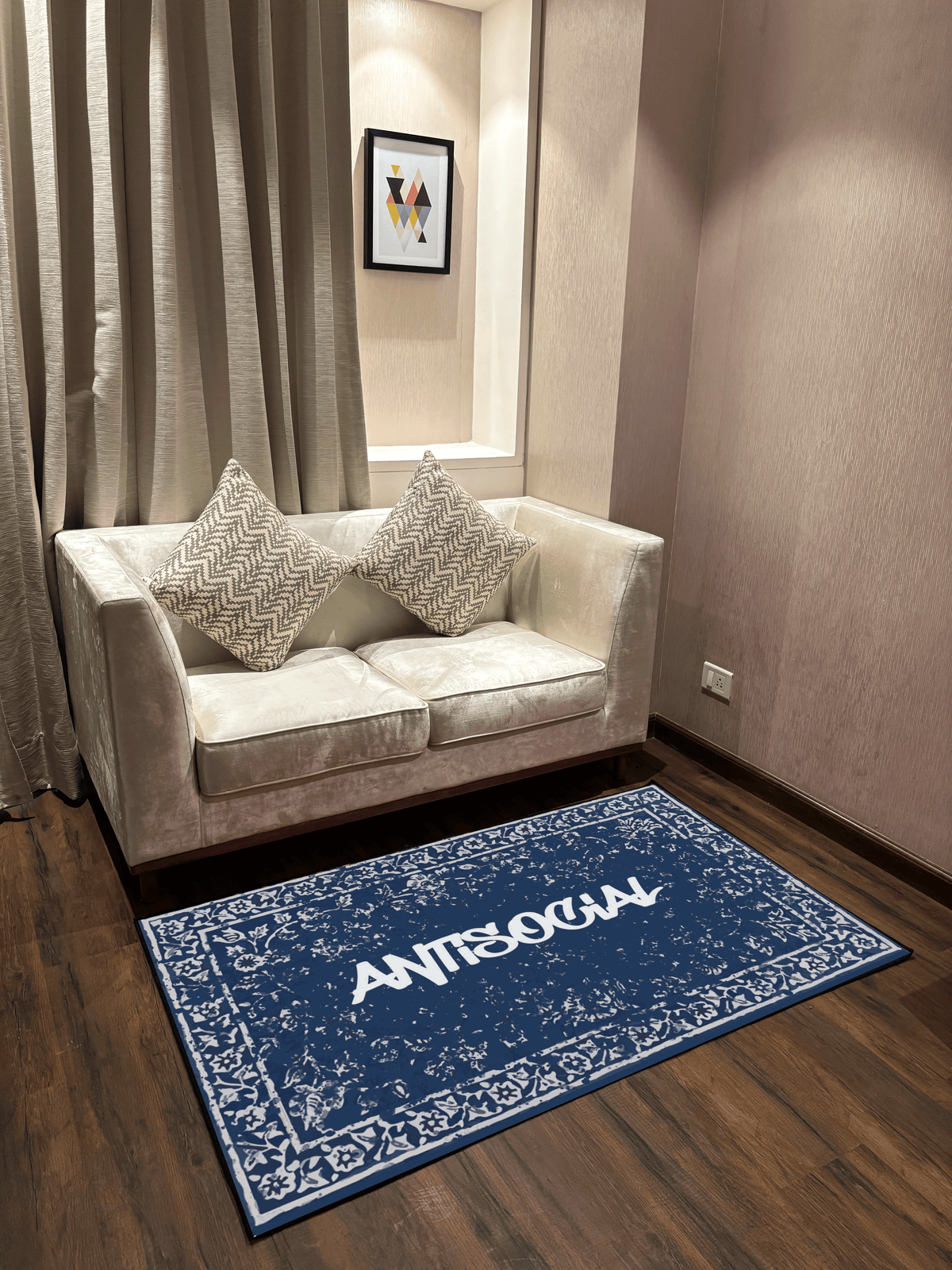 Anti Social Traditional design Washable Custom Rug