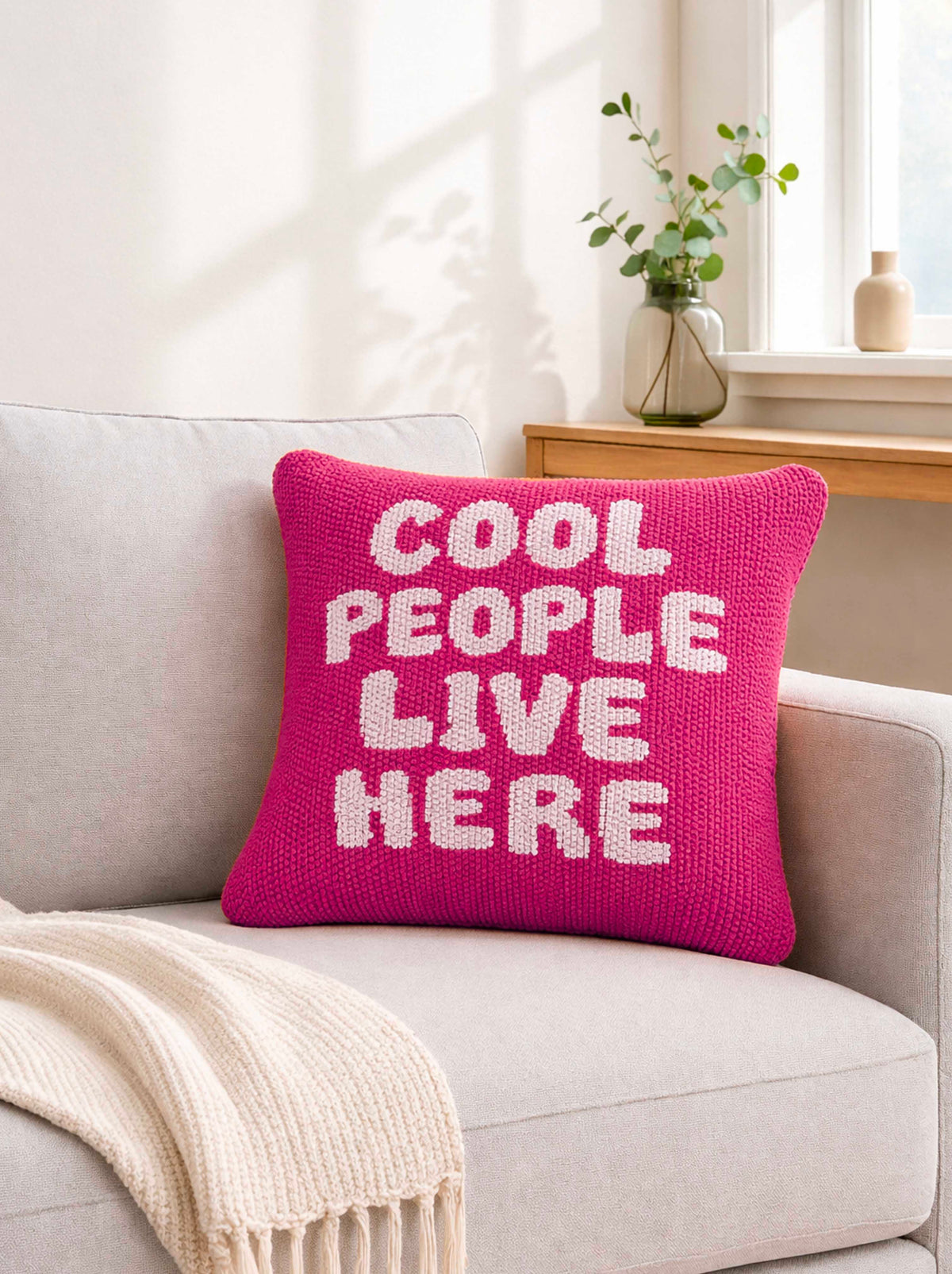 Cool People Live here pink cushion cover
