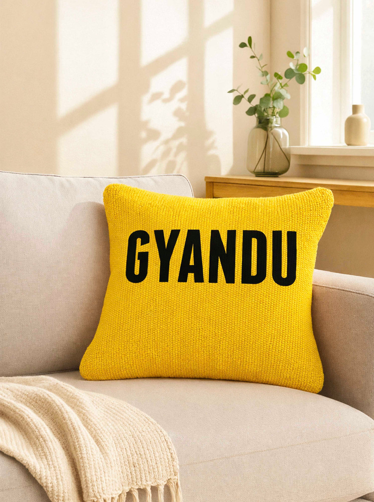 Gyandu Yellow cushion cover