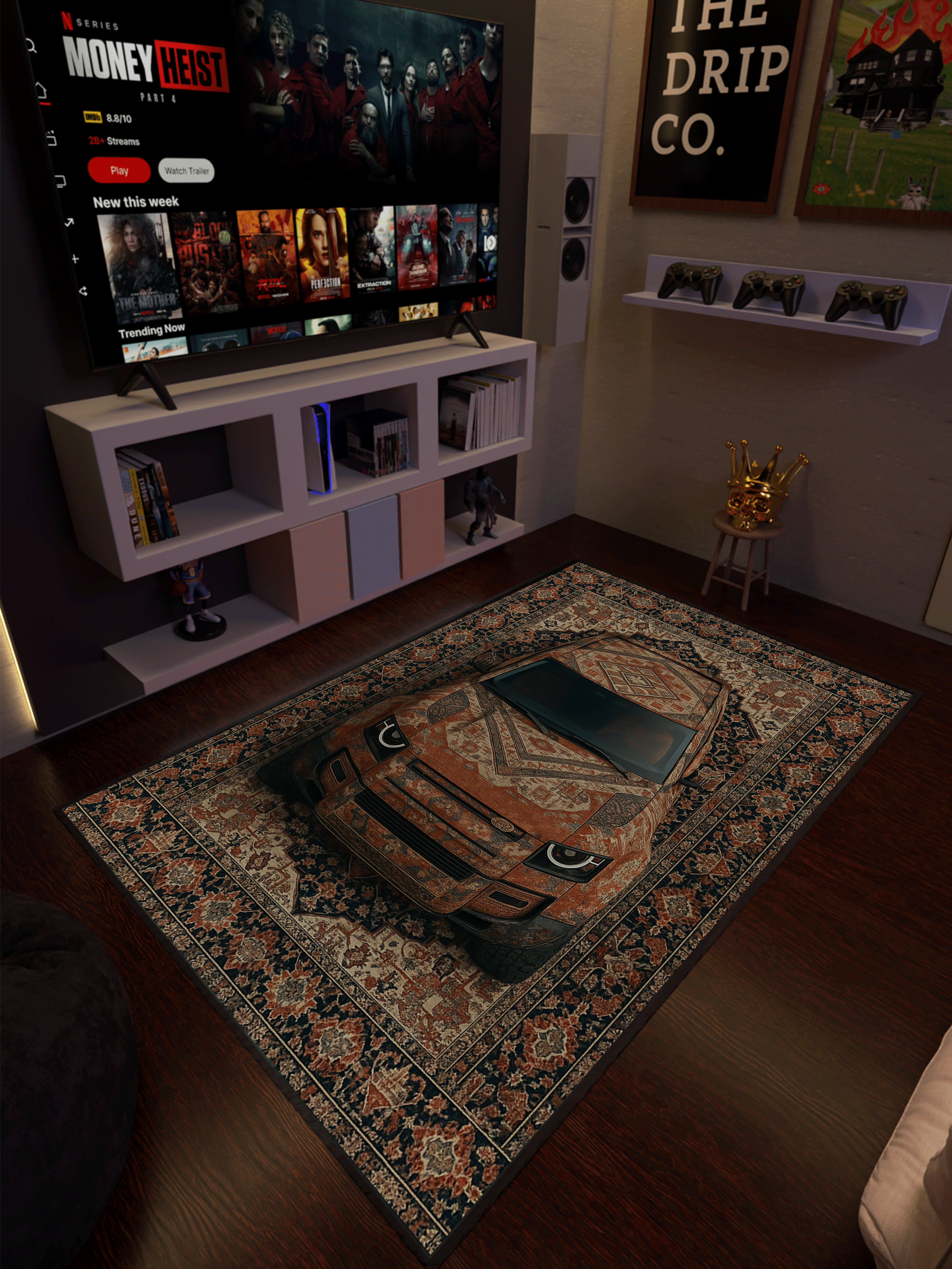 SUV car traditional design Washable Custom Rug