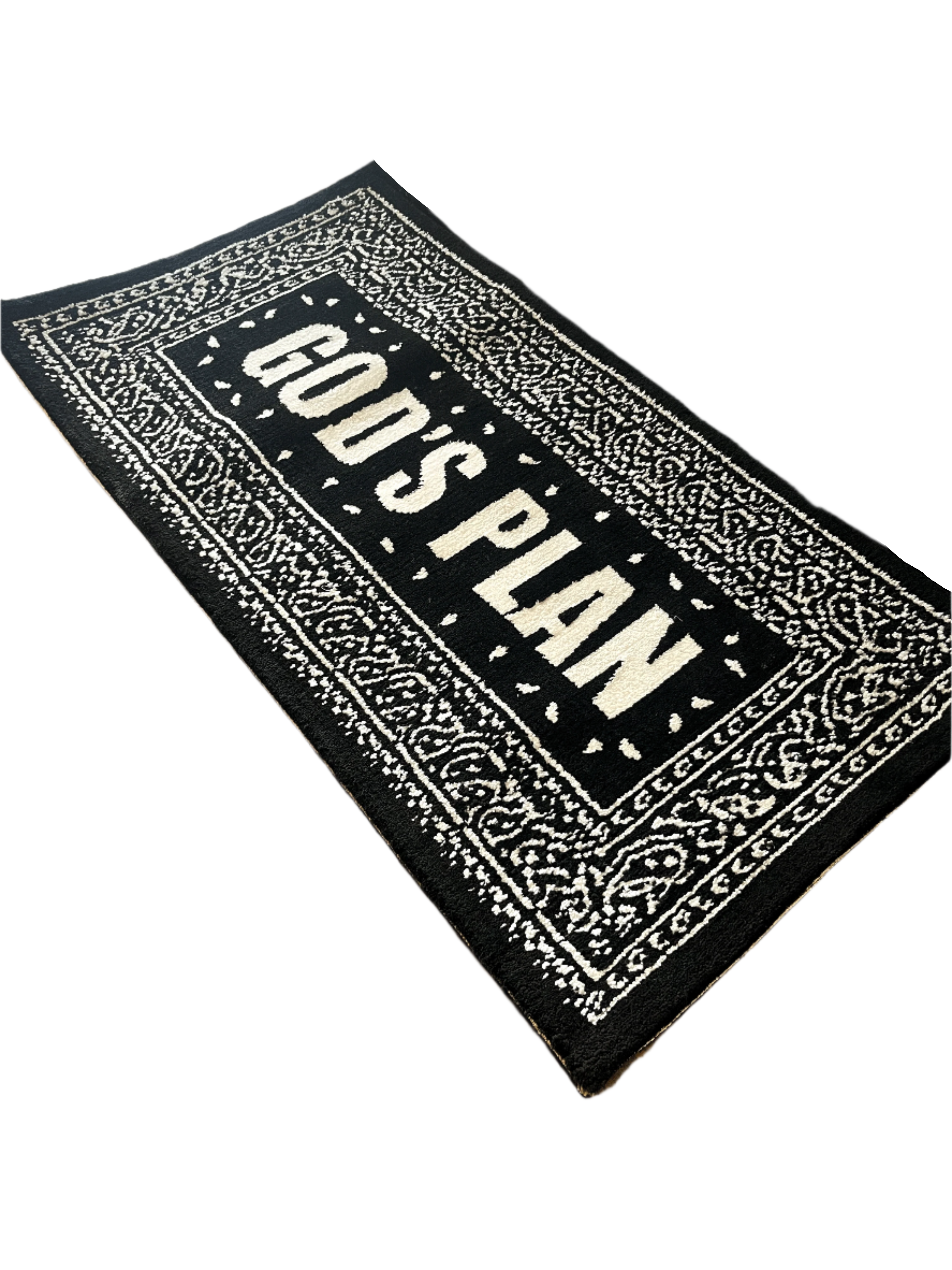 Gods Plan White Machine Tufted Custom Rug
