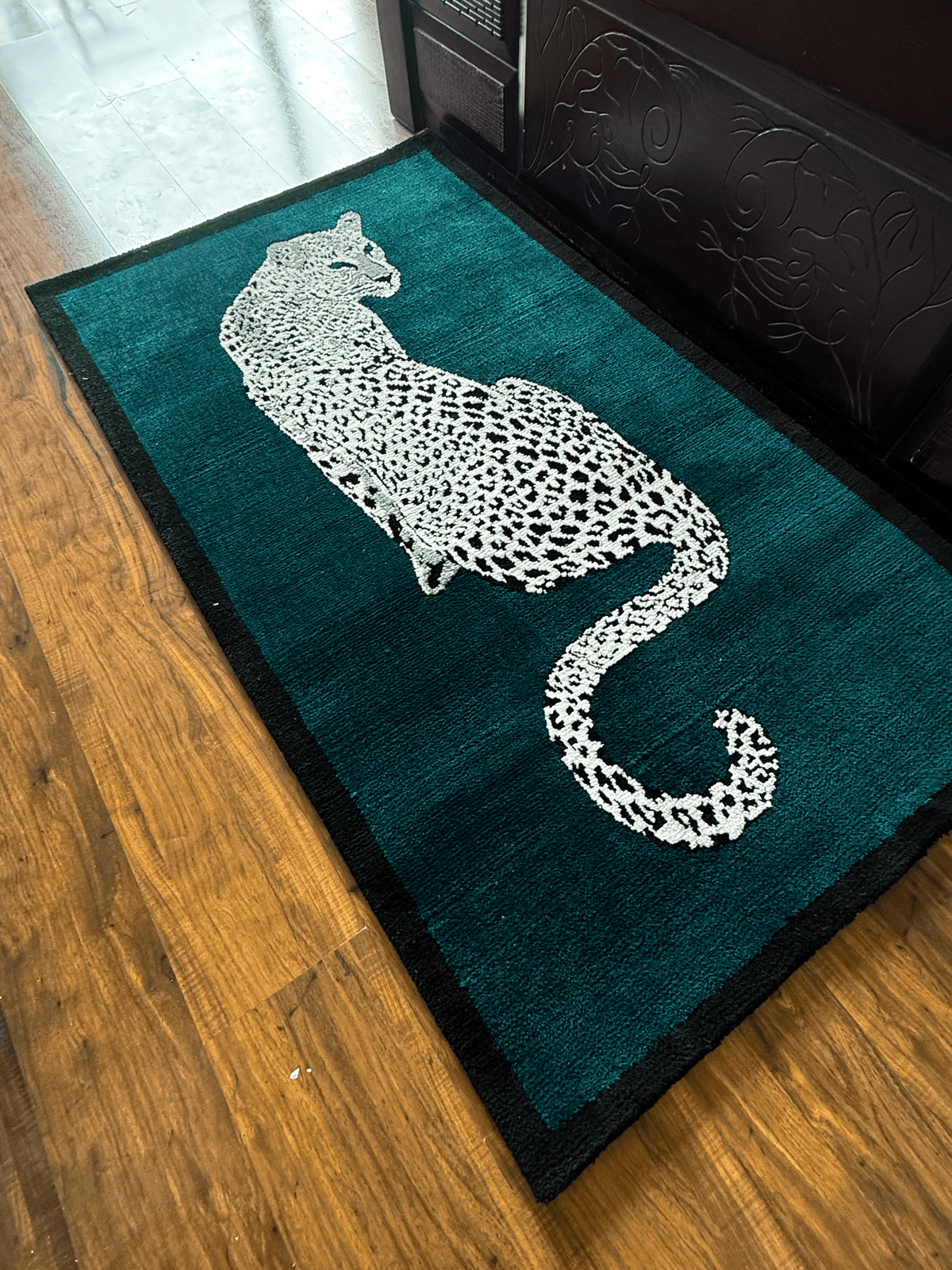 Royal White cheetah Machine Made Custom Rug