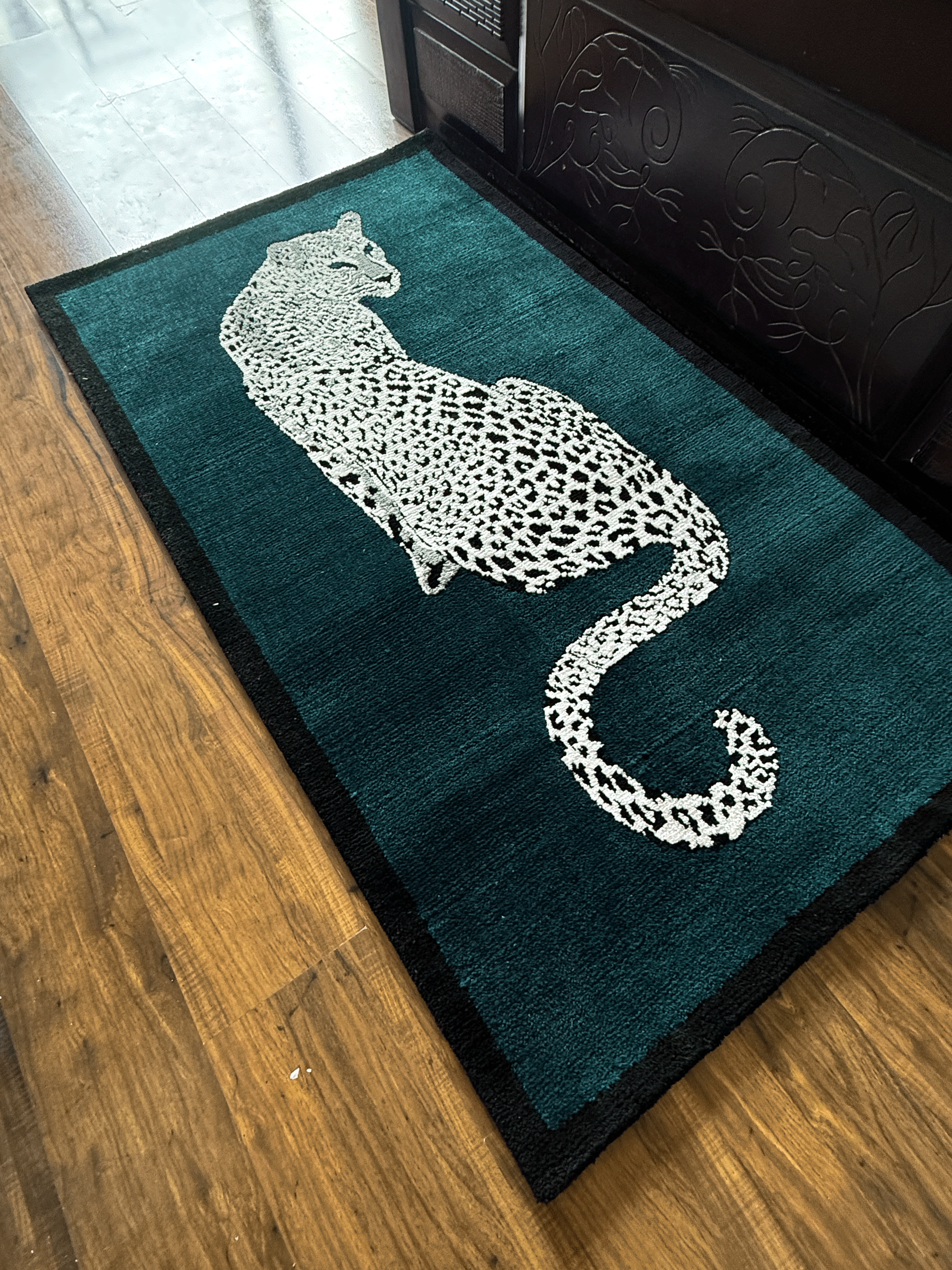Royal White cheetah Machine Made Custom Rug