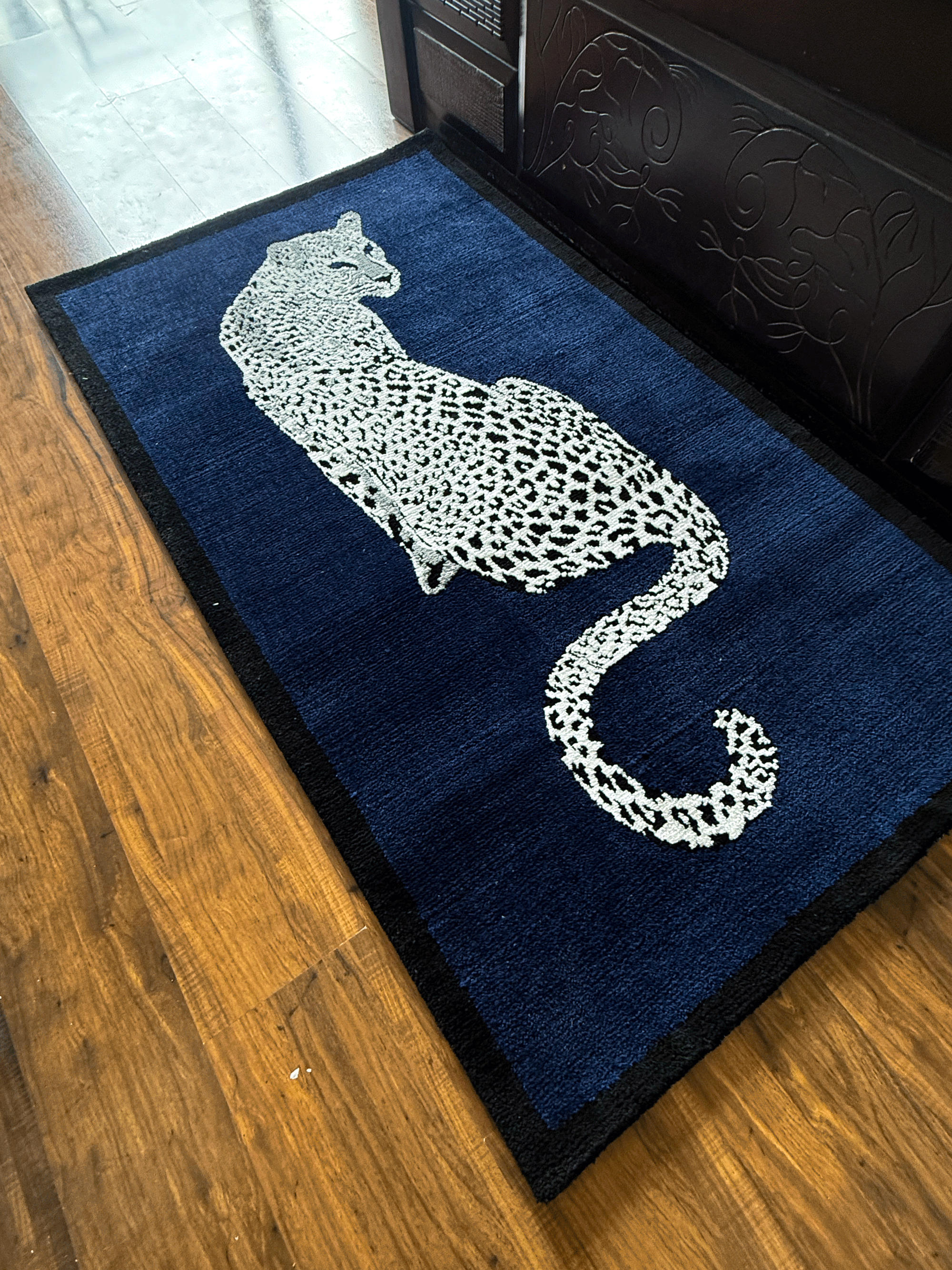 Royal White cheetah Machine Made Custom Rug