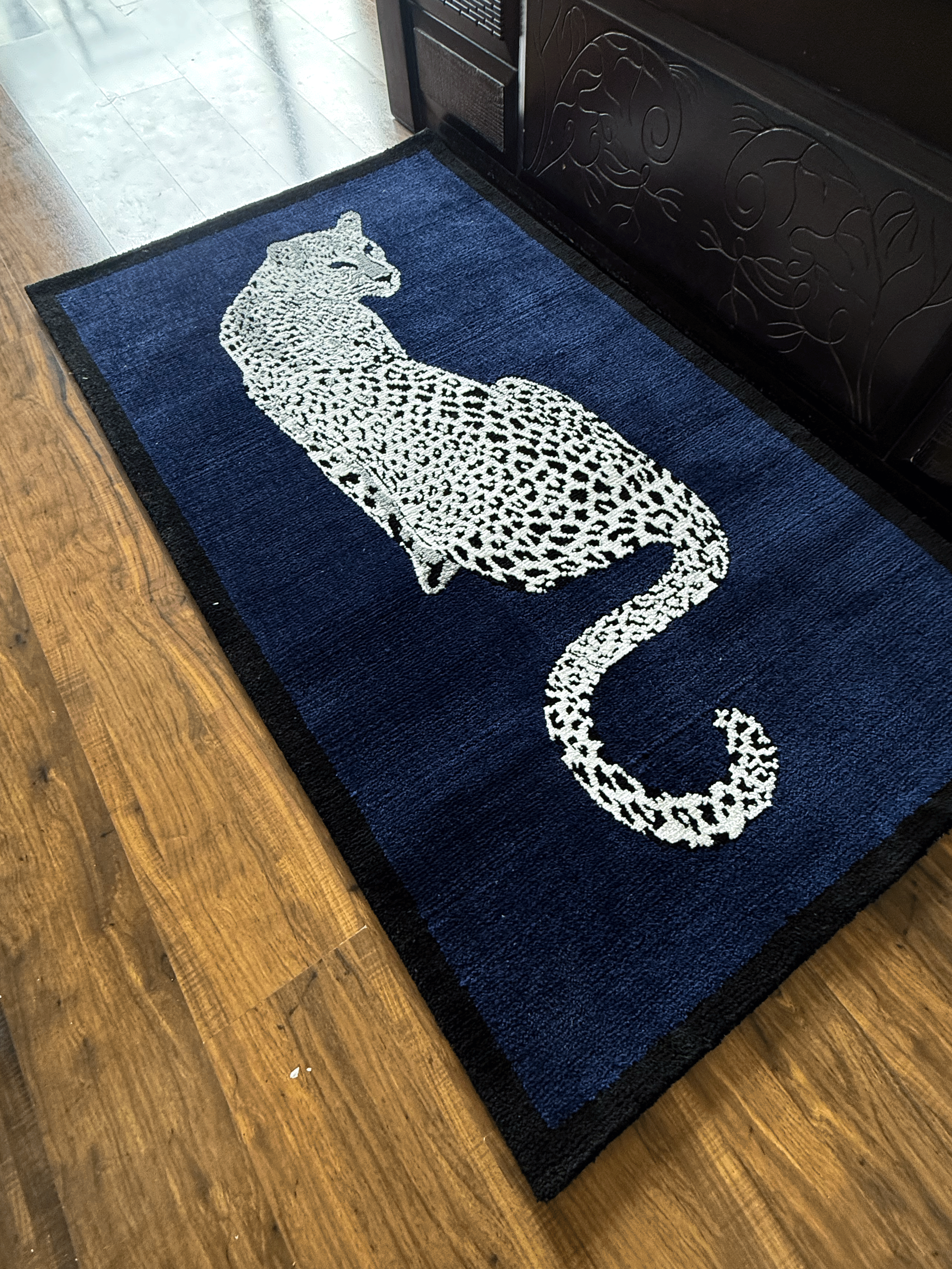 Royal White cheetah Machine Made Custom Rug