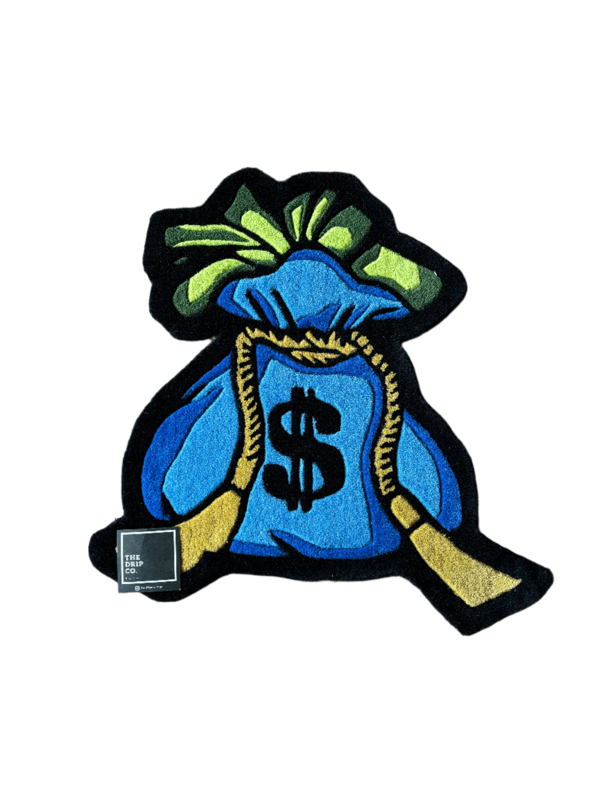 Blue Money Bag Fortune Hand Tufted Custom Rug