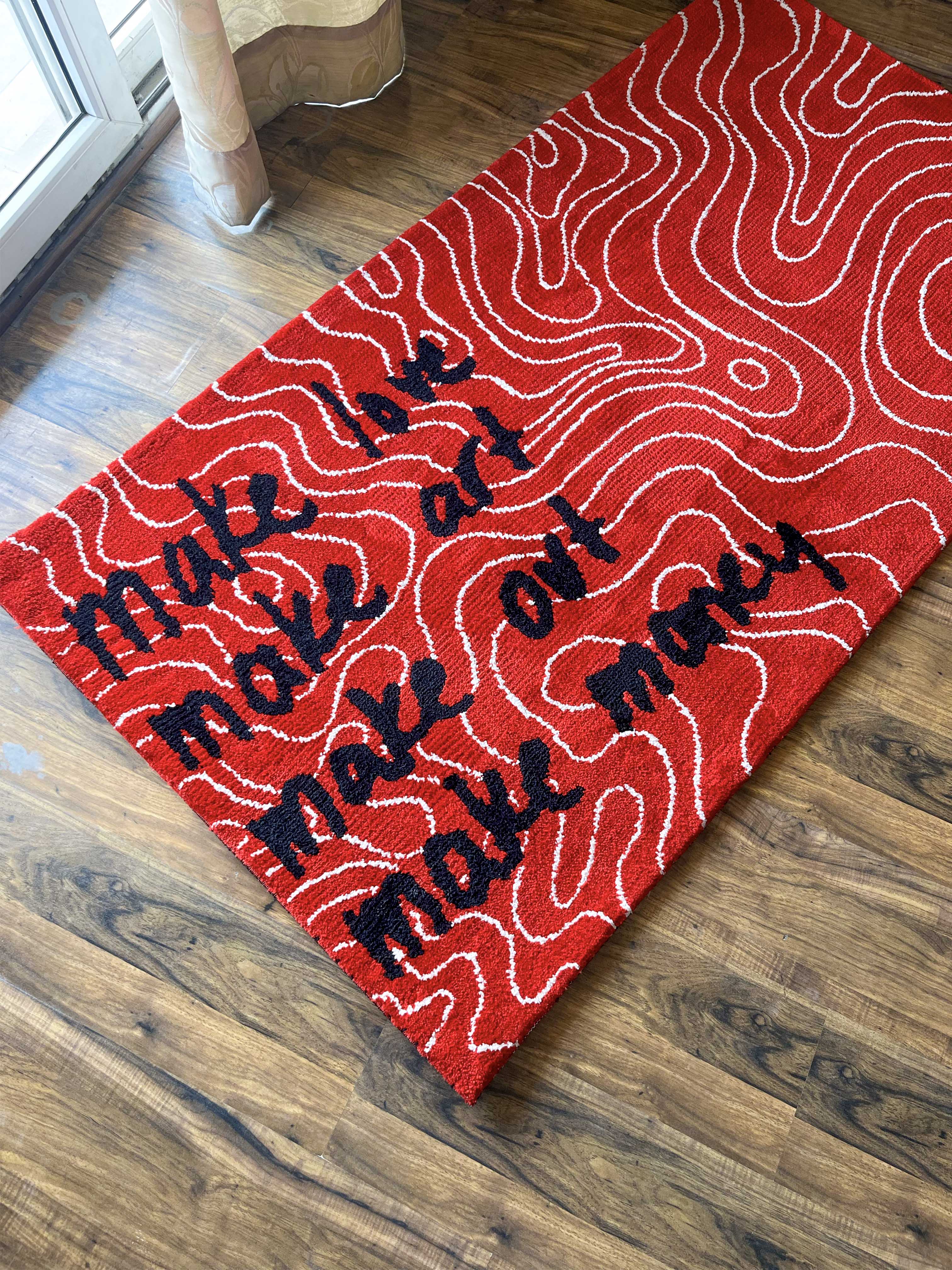 Make love, Make art, make out Machine Made Custom Rug