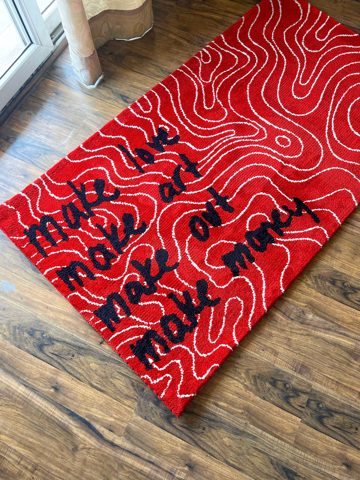 Make love, Make art, make out Machine Made Custom Rug