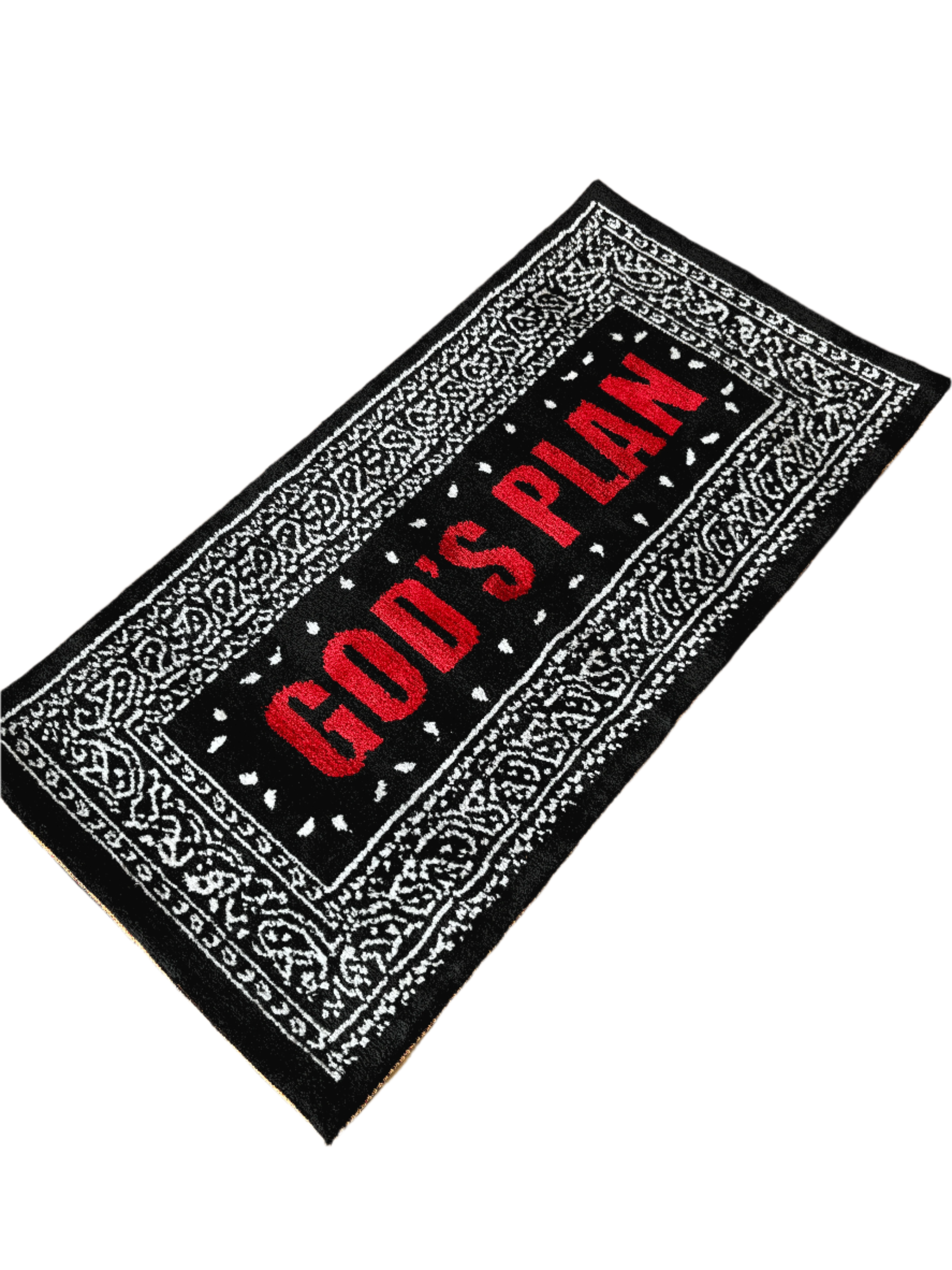 Gods Plan Red Machine Tufted Custom Rug