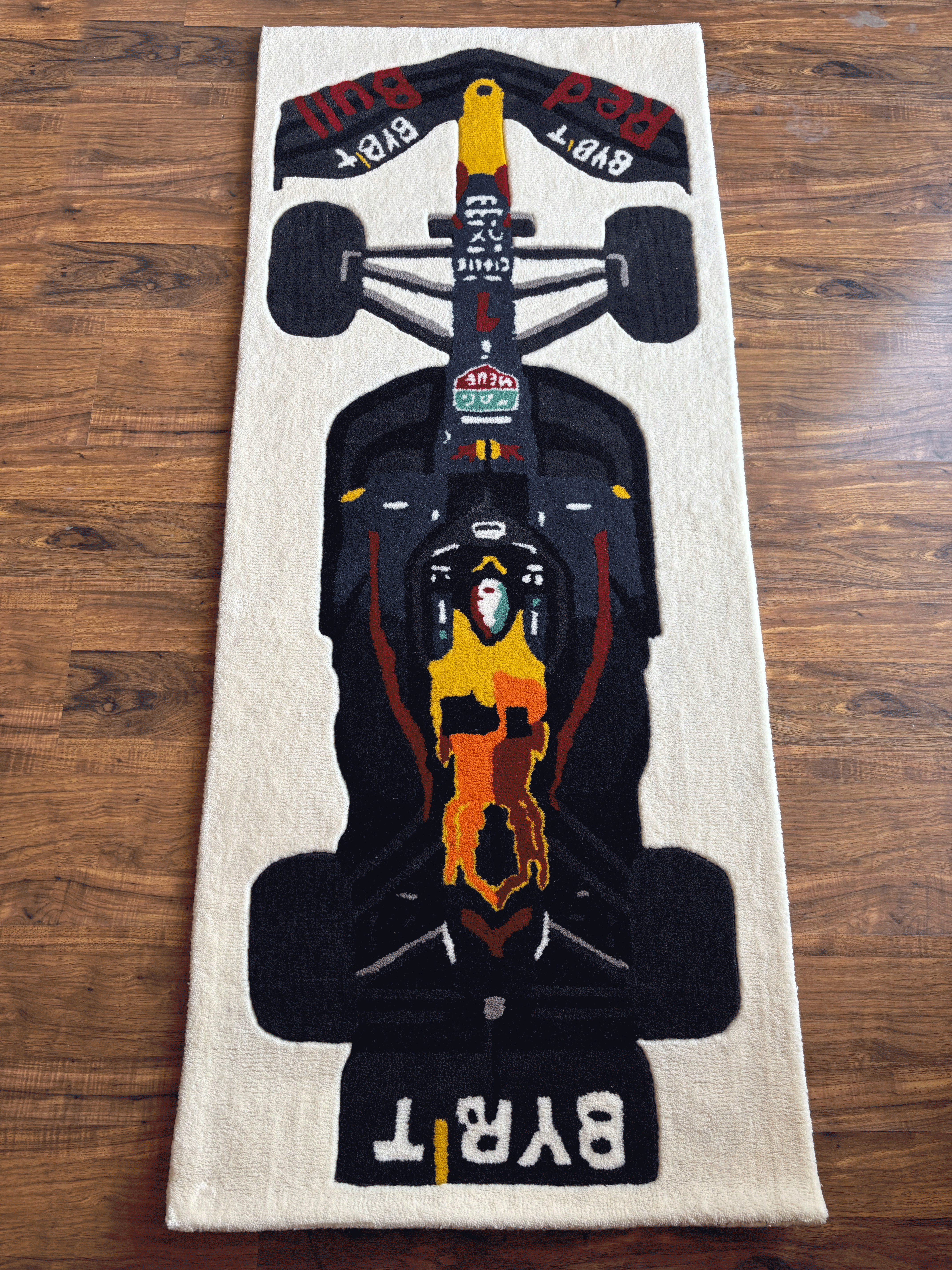 F1 Redbull inspired Racing Car hand tufted Custom Rug
