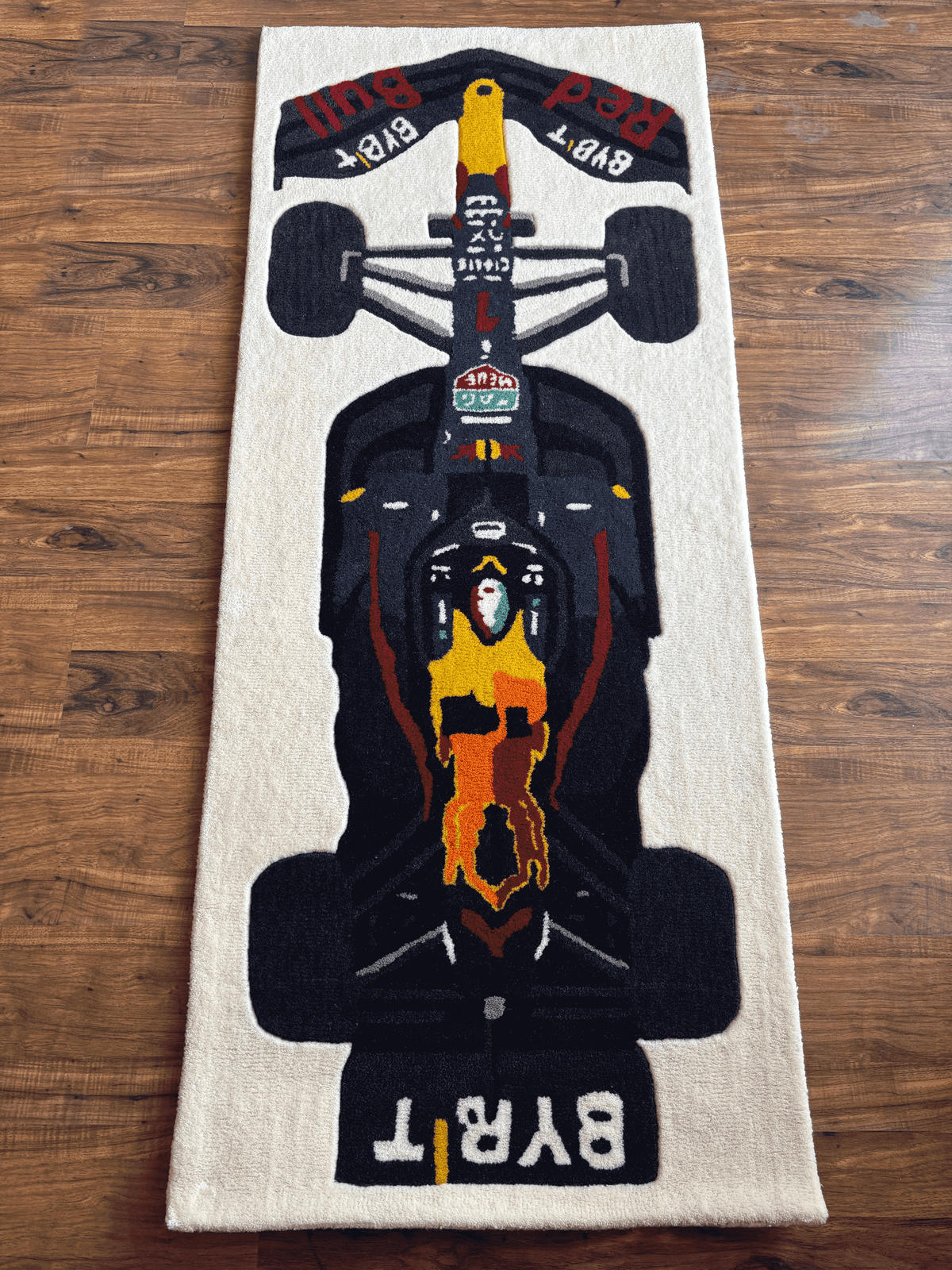 F1 Redbull inspired Racing Car hand tufted Custom Rug
