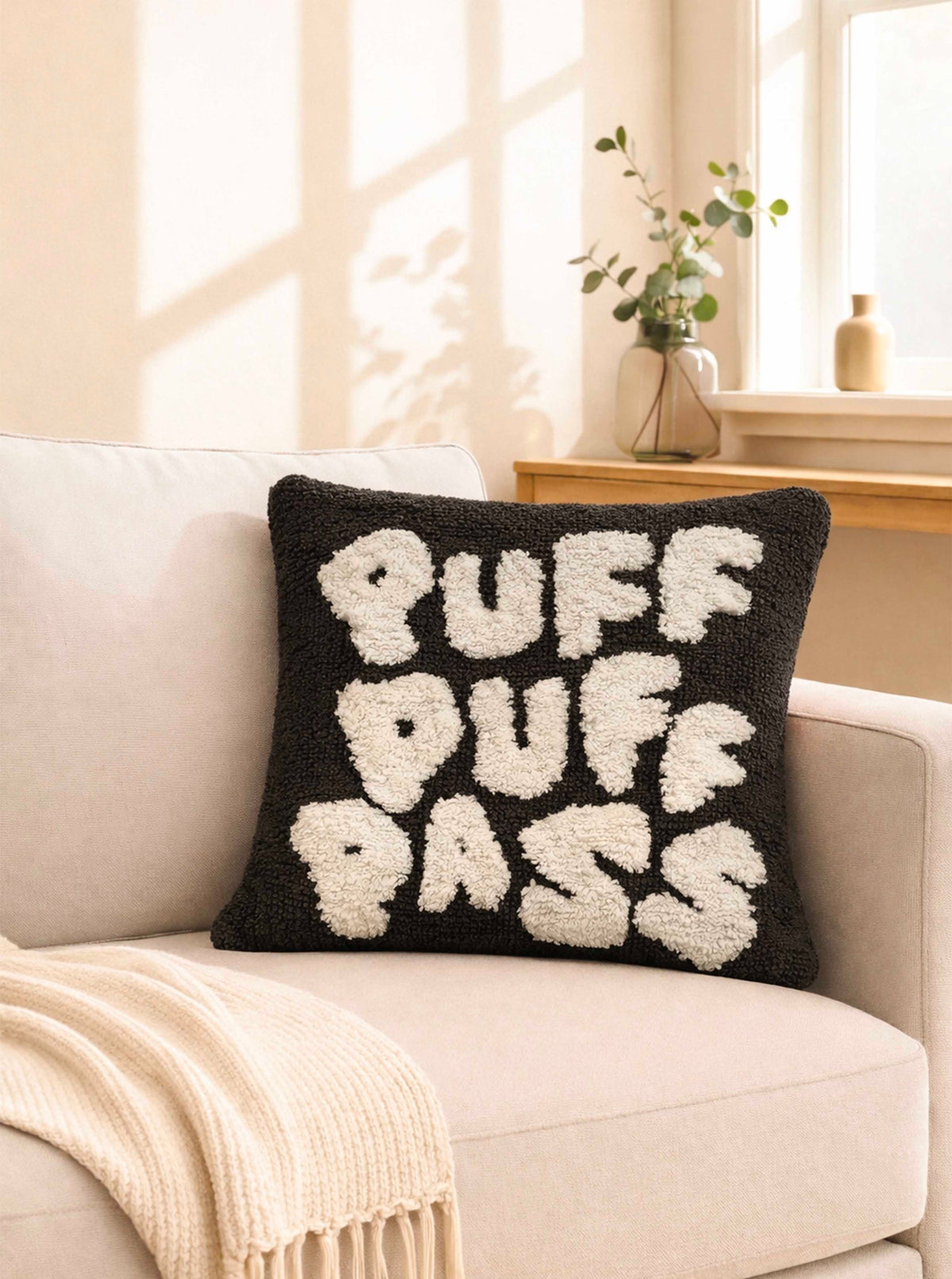 Puff Puff Pass Black cushion cover