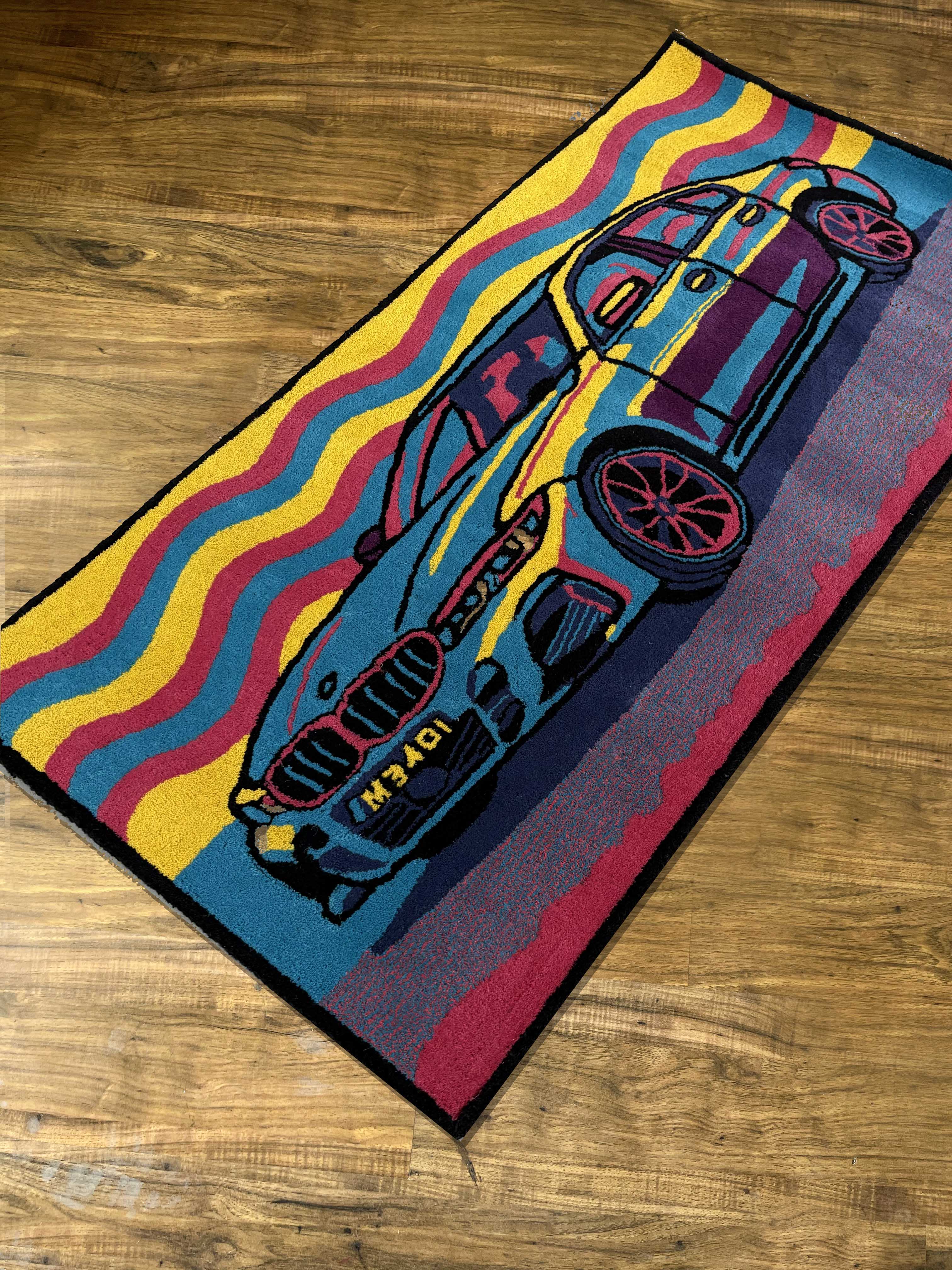 Multi Colour Car Hand tufted Custom Rug