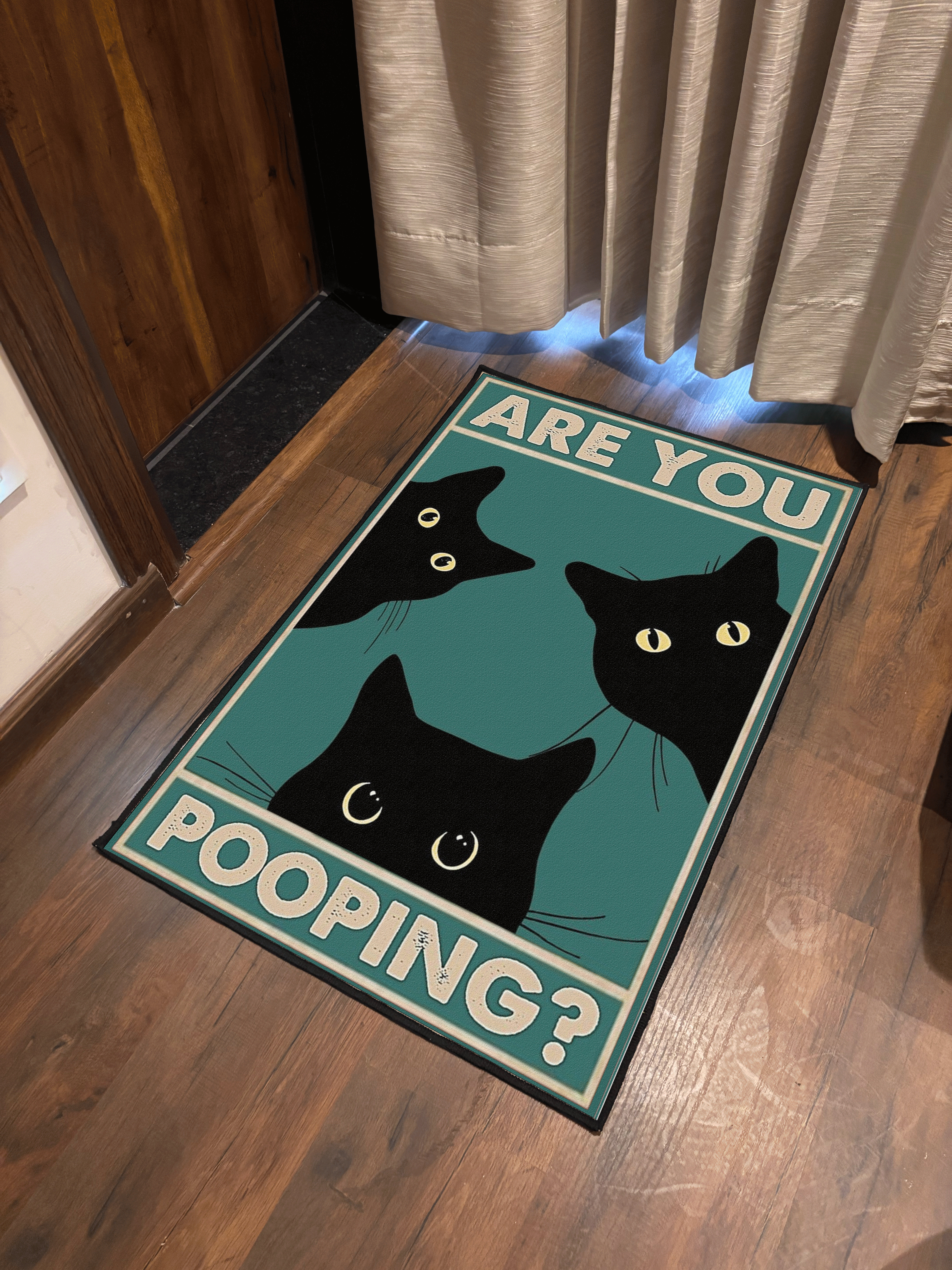 Cat Pooping Door Washable Custom Rug by the Drip Co.