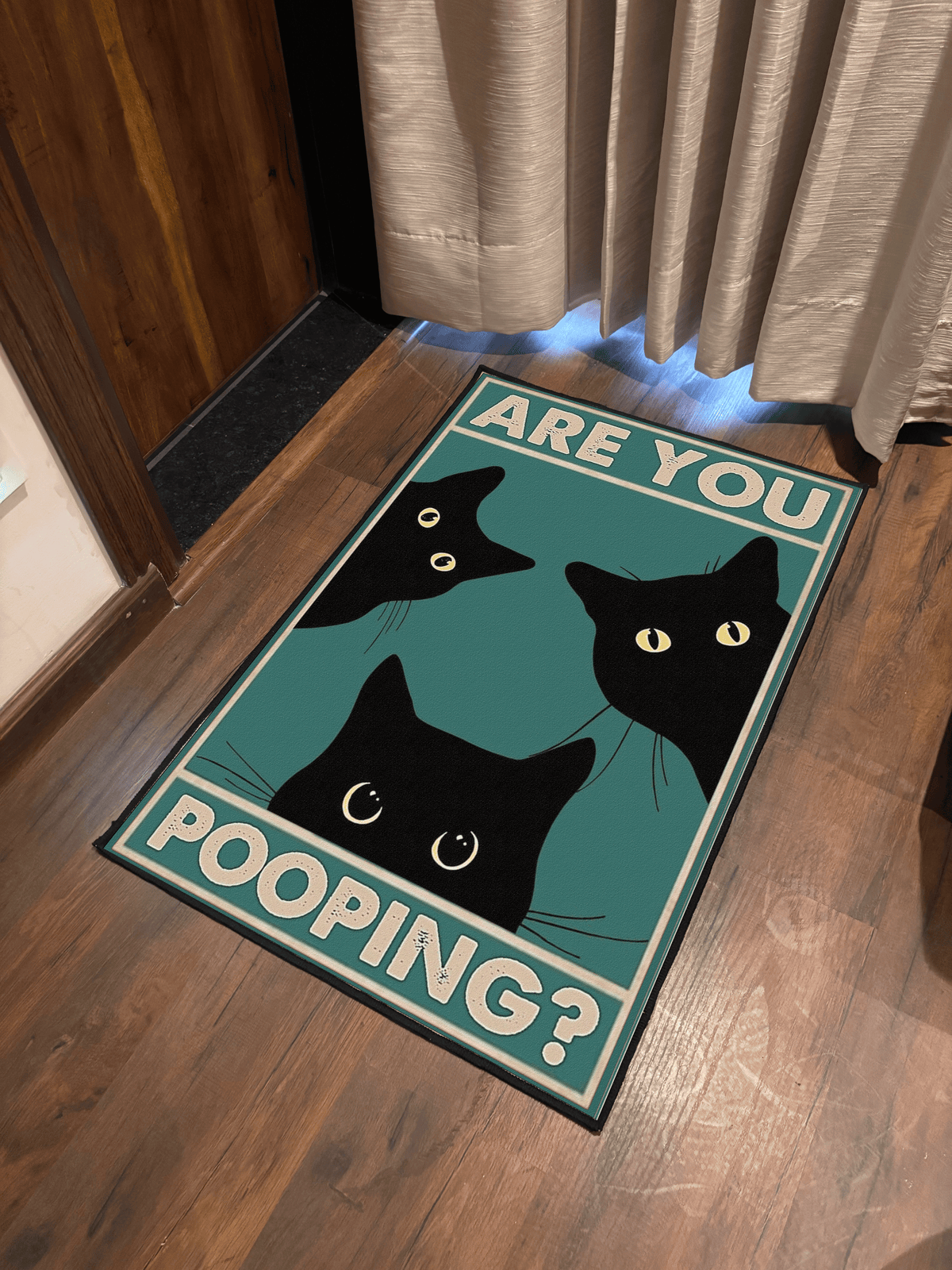 Cat Pooping Door Washable Custom Rug by the Drip Co.