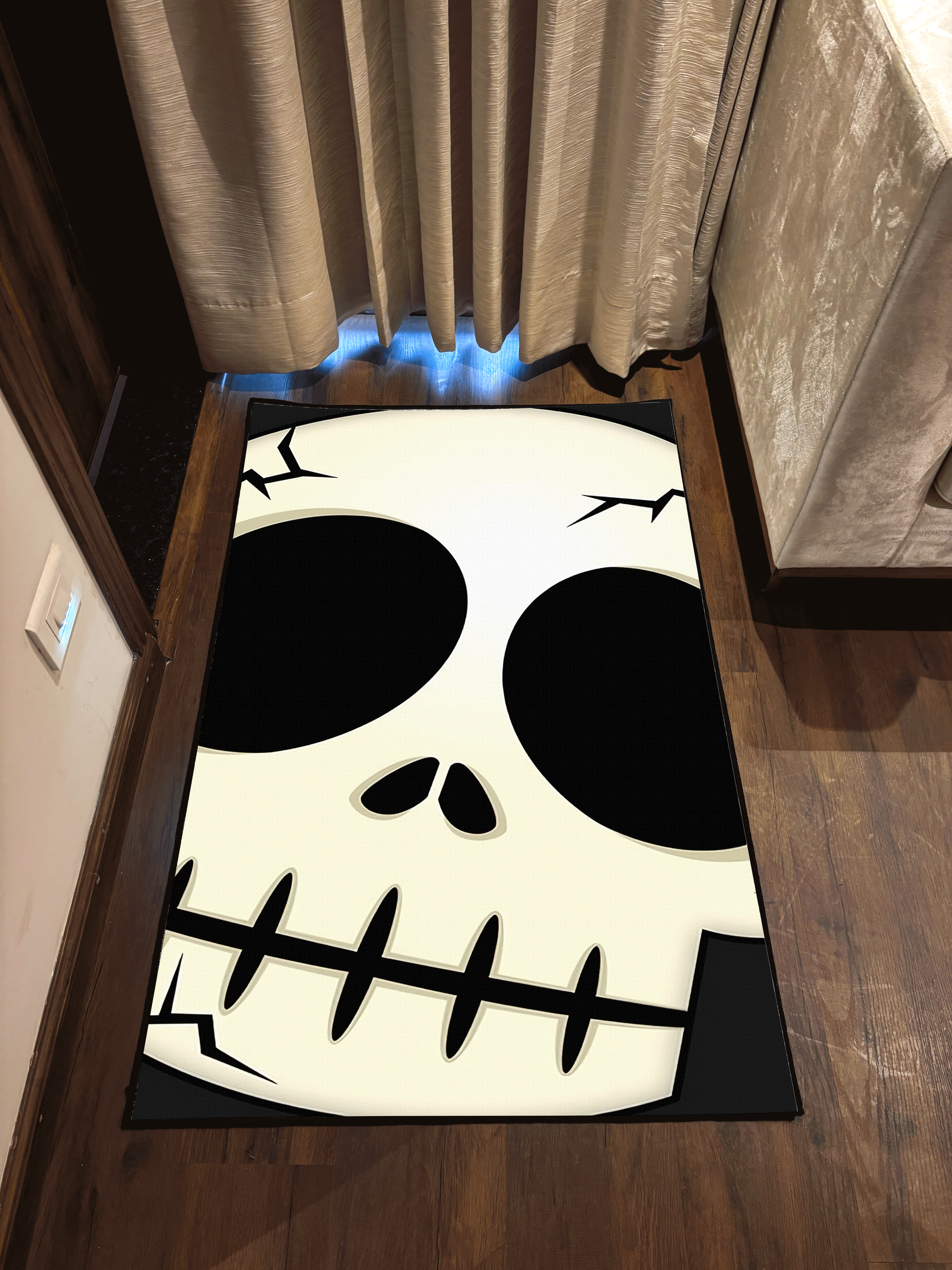 White Skull Washable Custom Rug
