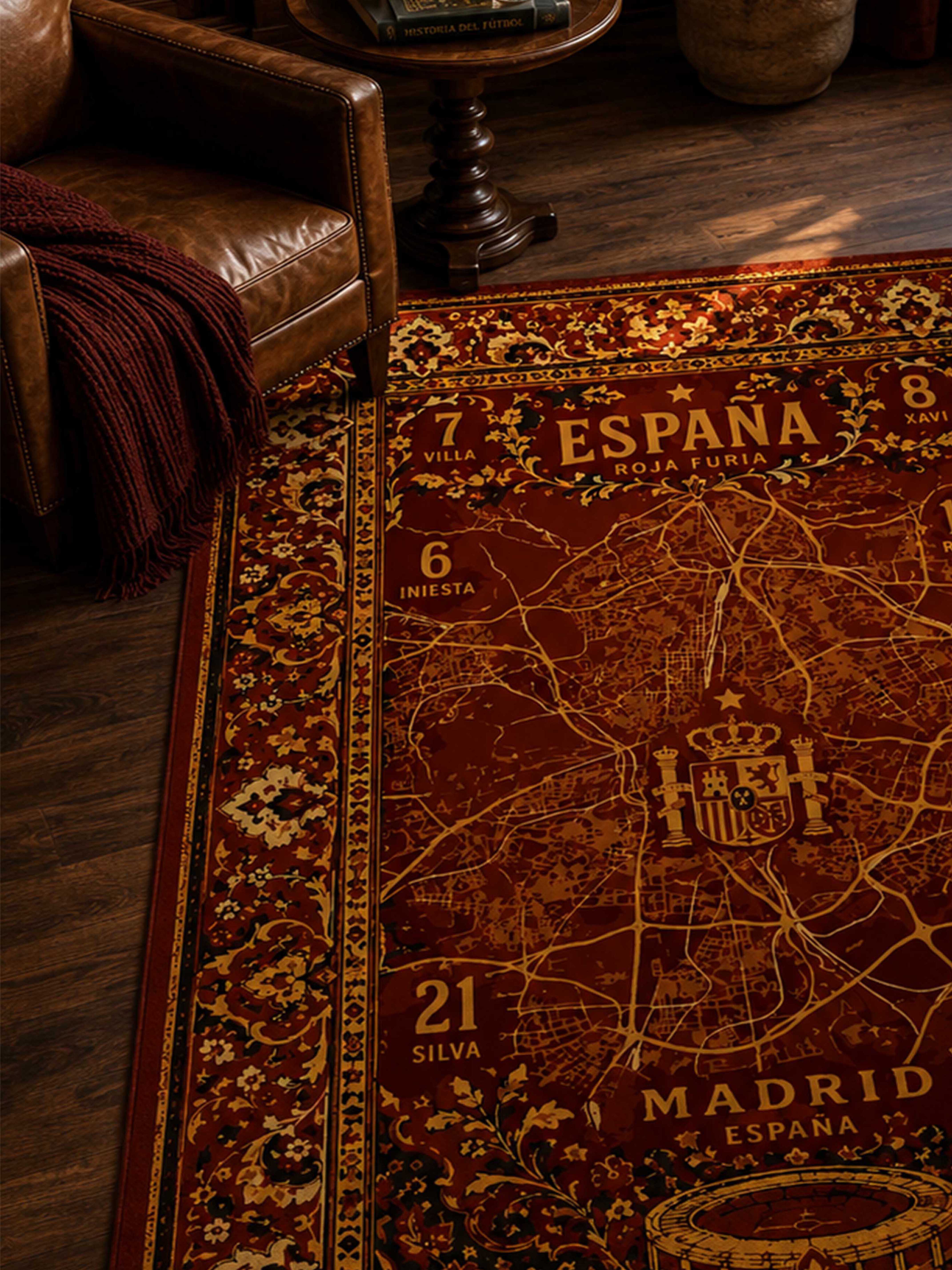 Spain Football Traditional Washable Rug