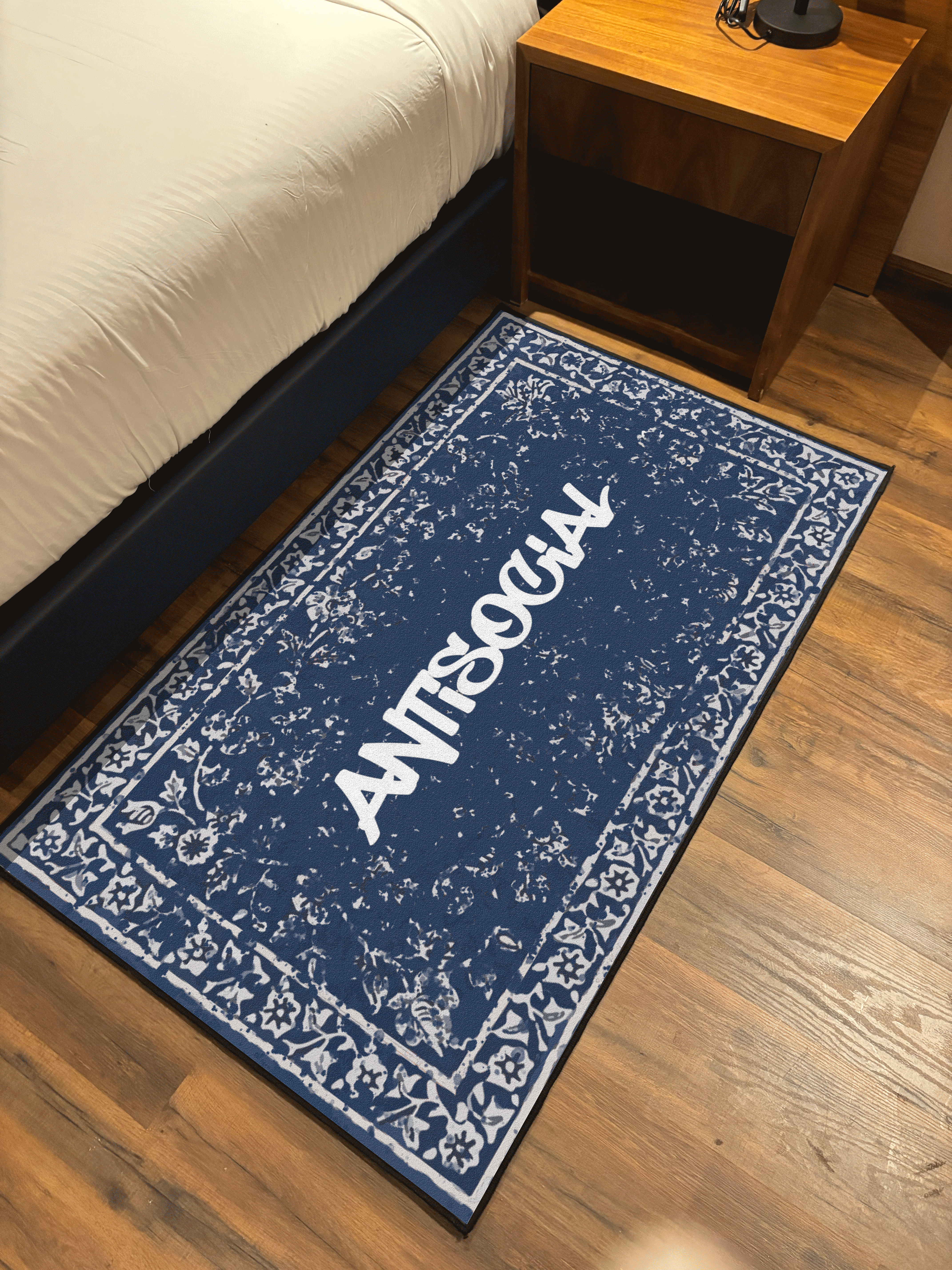 Anti Social Traditional design Washable Custom Rug