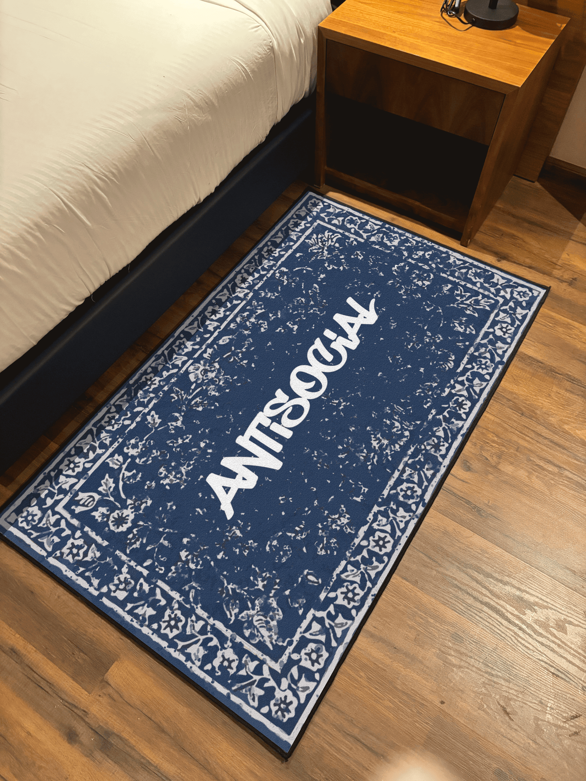 Anti Social Traditional design Washable Custom Rug