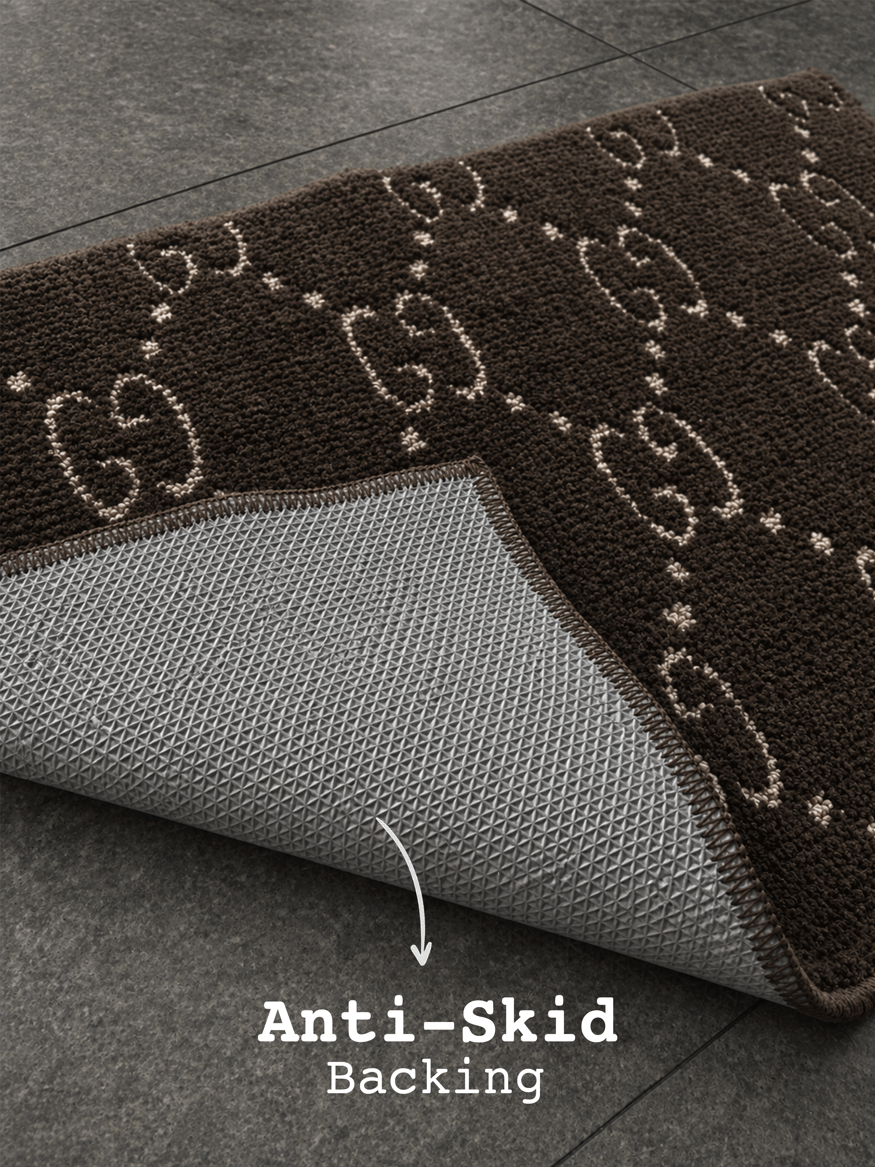 Brown & cream GG Bath Custom Mat