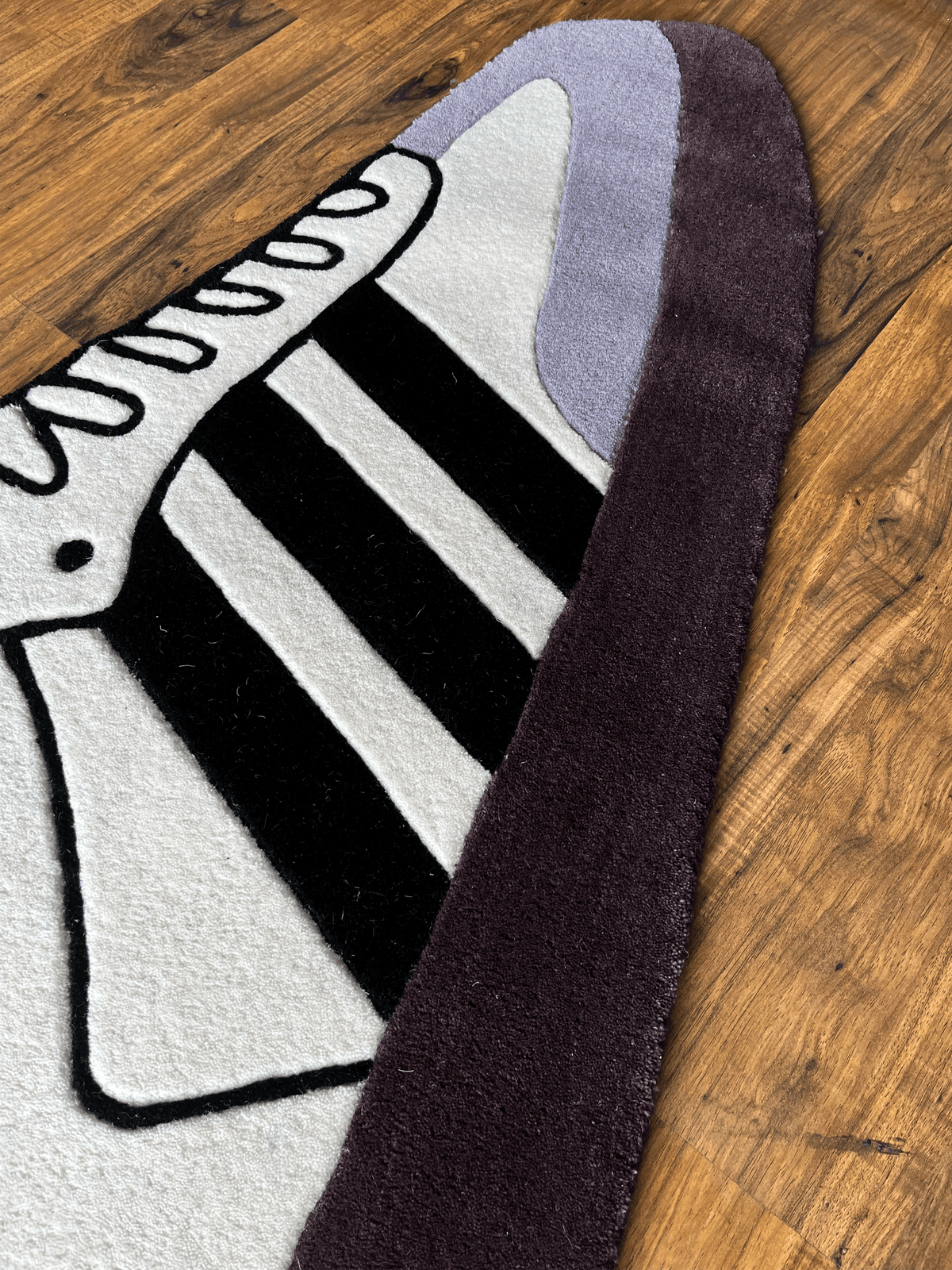 White Stripe Custom Shoe Custom Rug