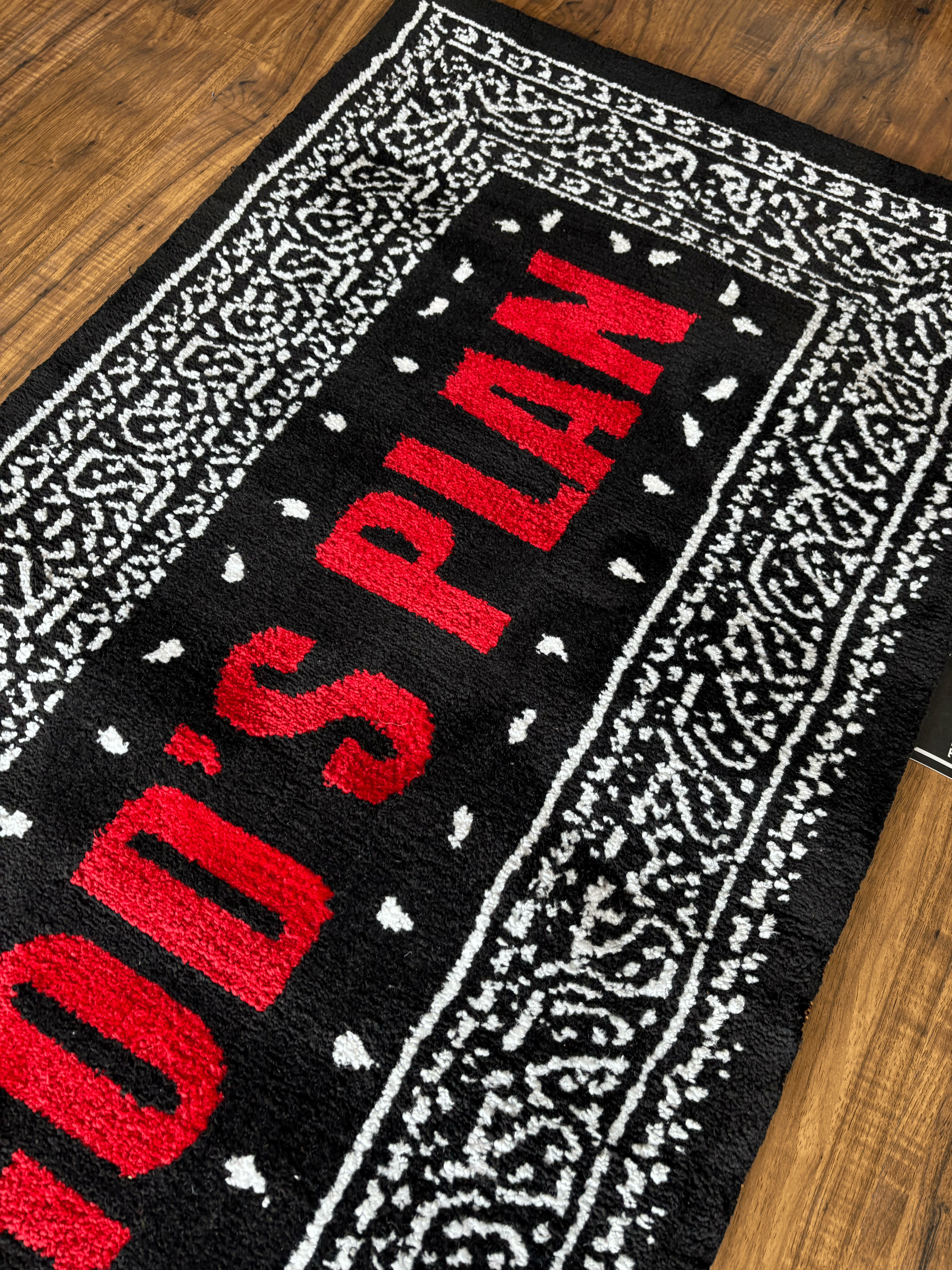 Gods Plan Red Machine Tufted Custom Rug