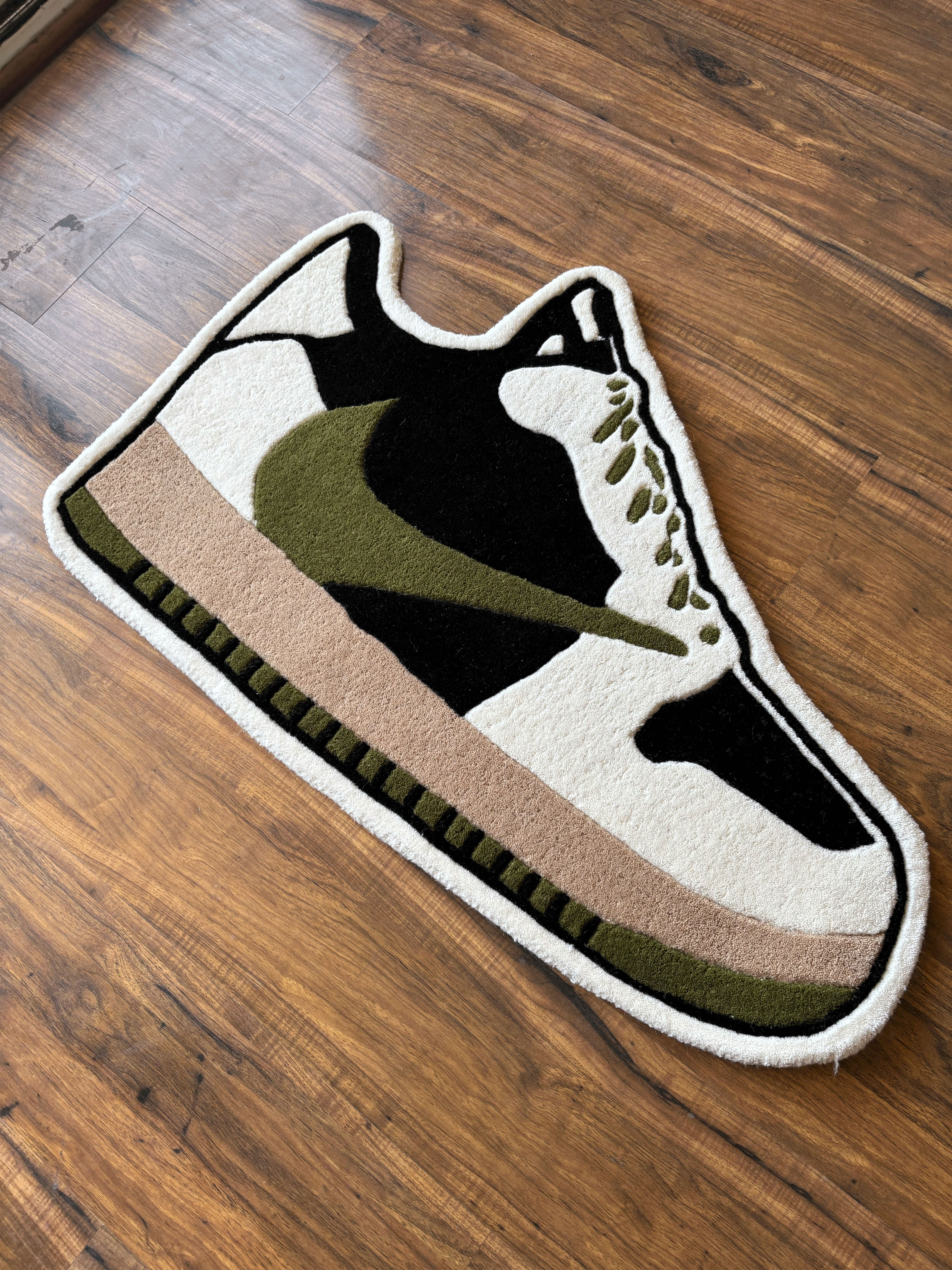 Olive Green Sneaker Hand Tufted Custom Rug