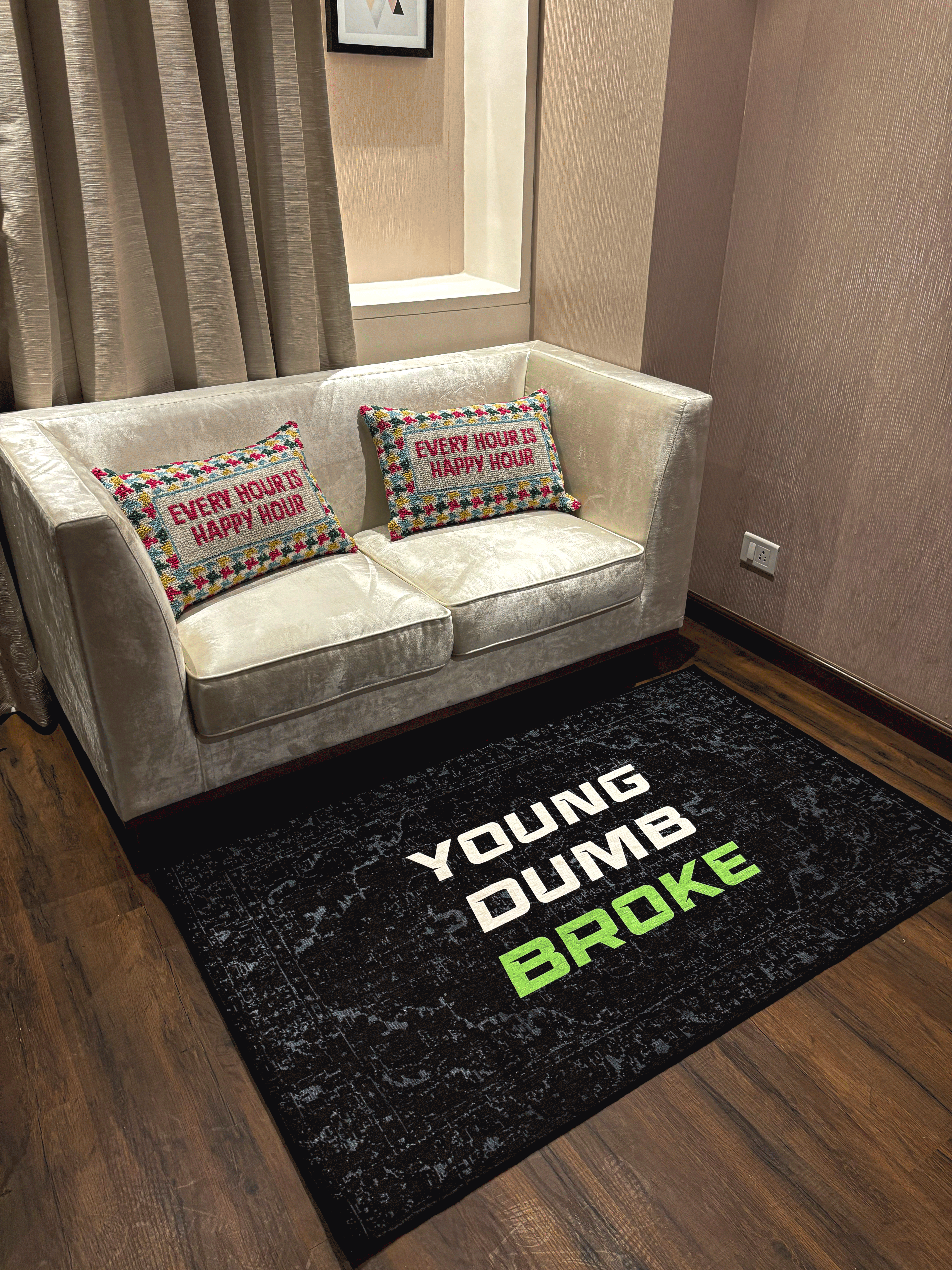 Young Dumb Broke Washable Custom Rug