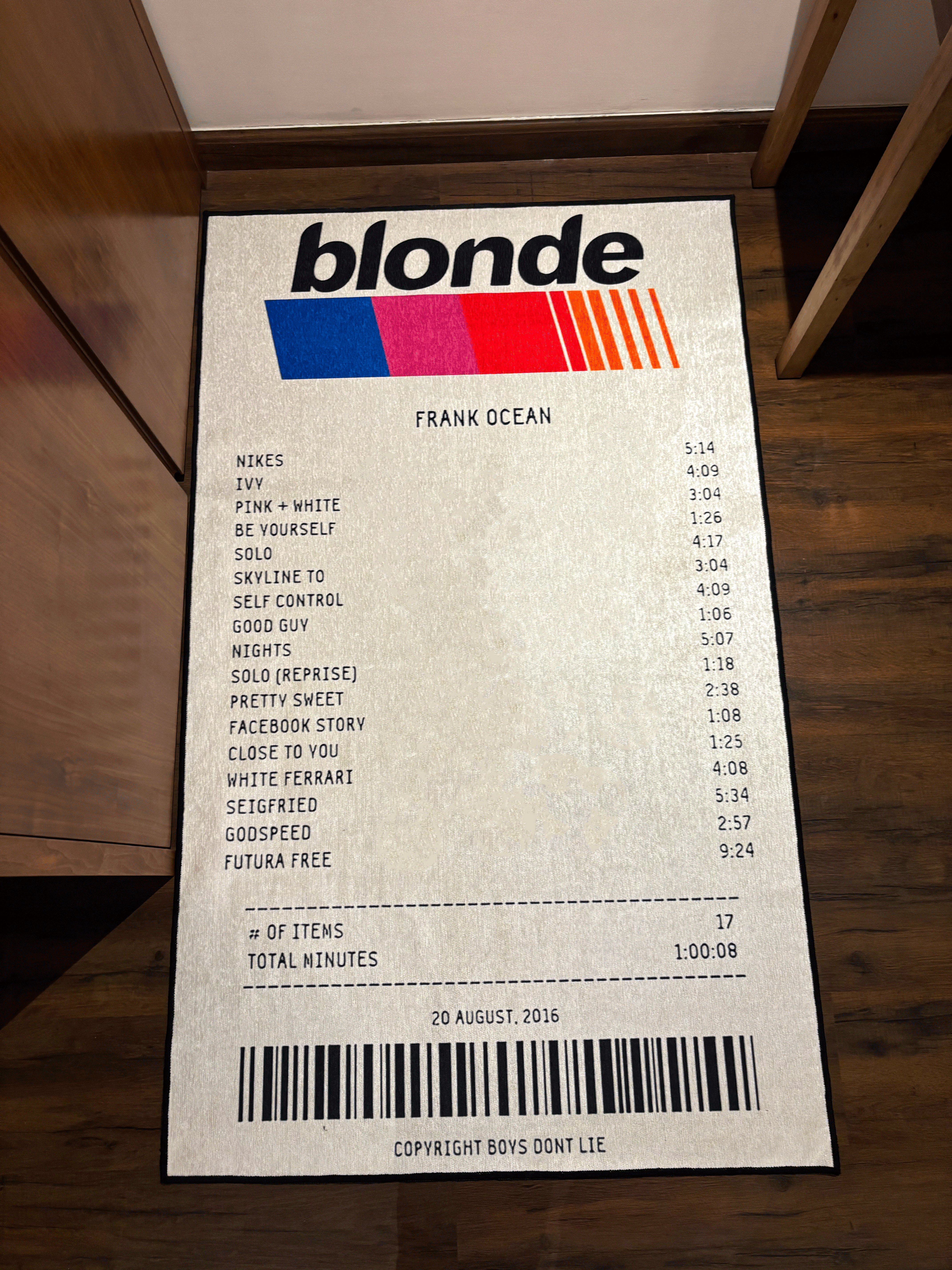 Receipt Washable Printed Custom Rug