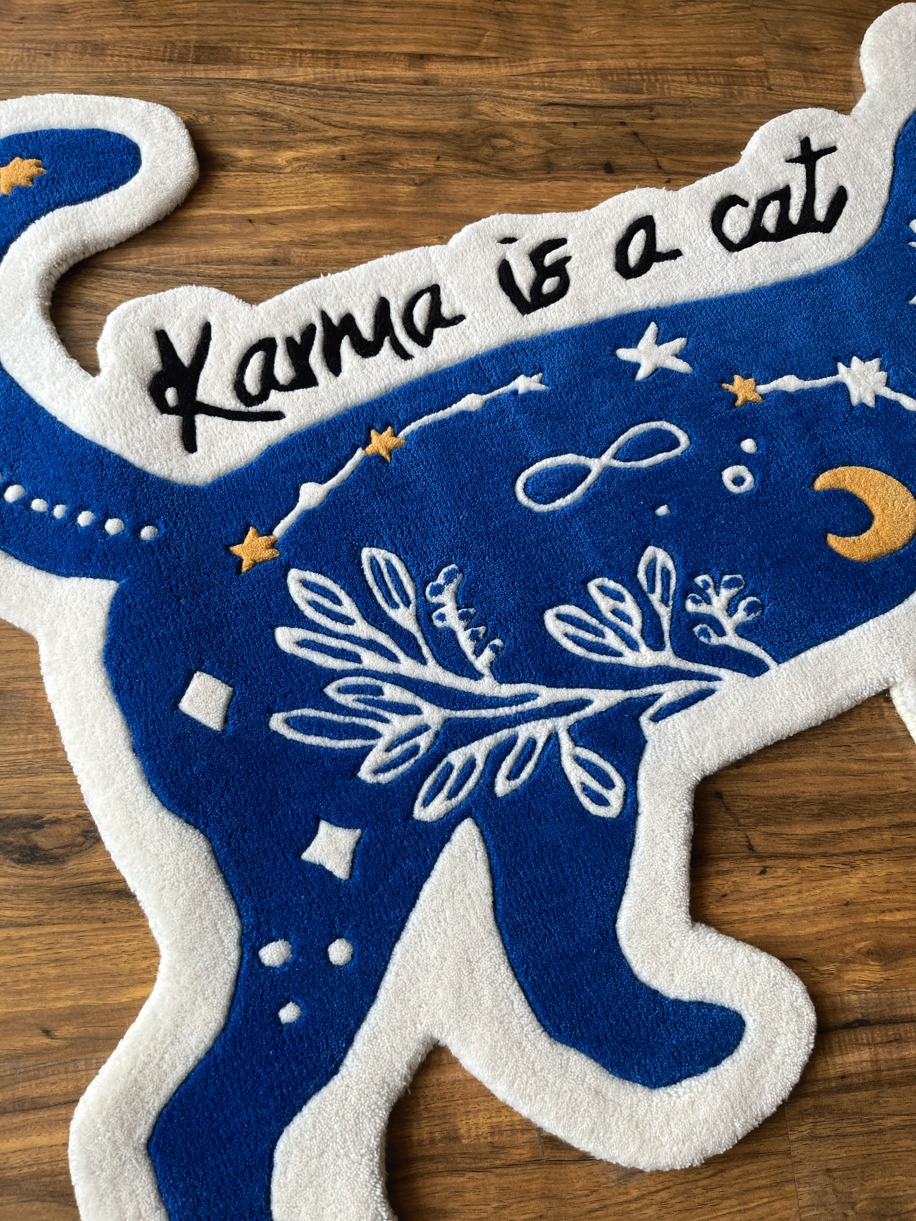 karma is a Cat hand tufted Custom Rug by The Drip Co.
