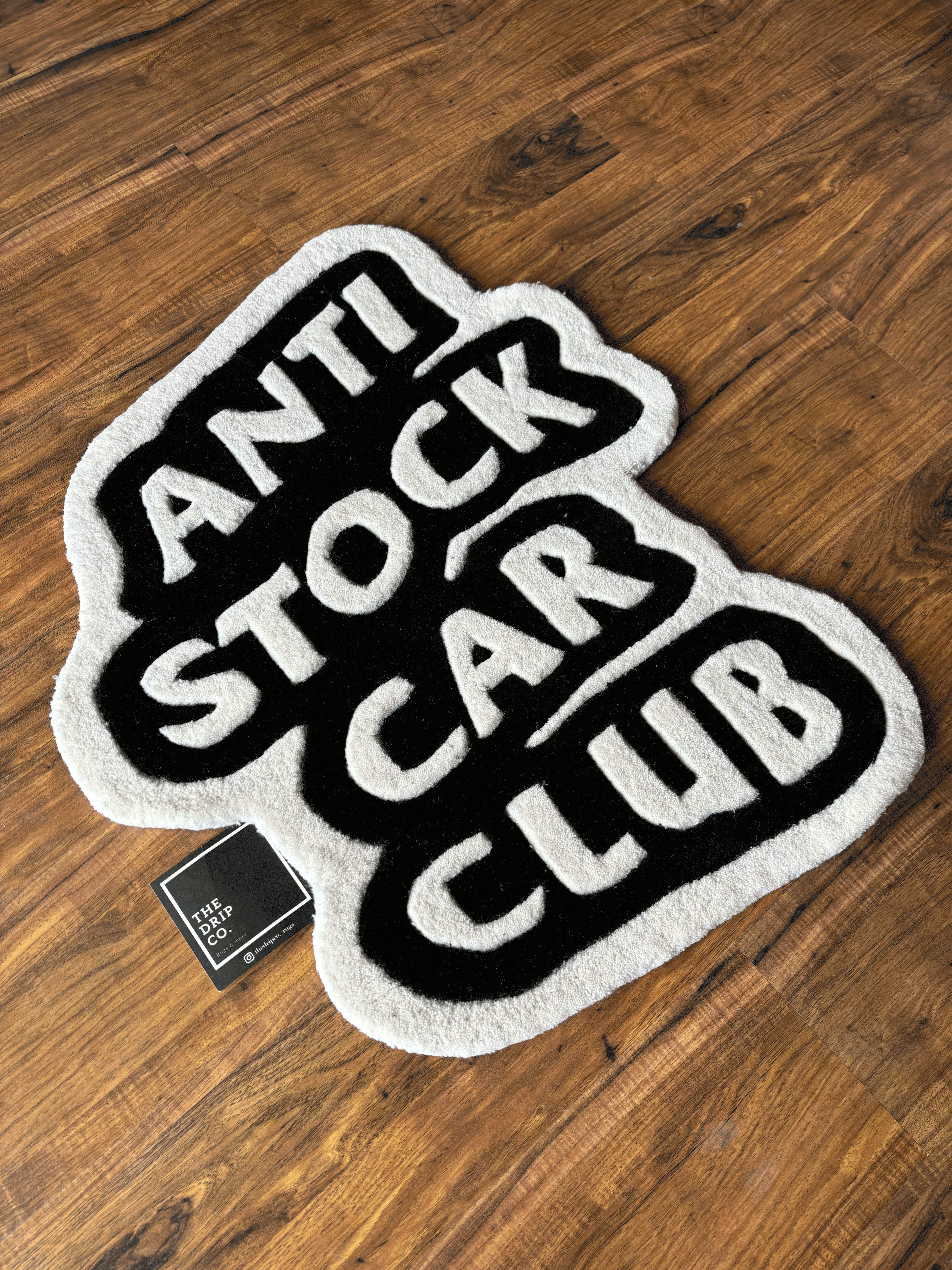 Anti Stock Car Club Hand Tufted Custom Rug by The Drip Co.