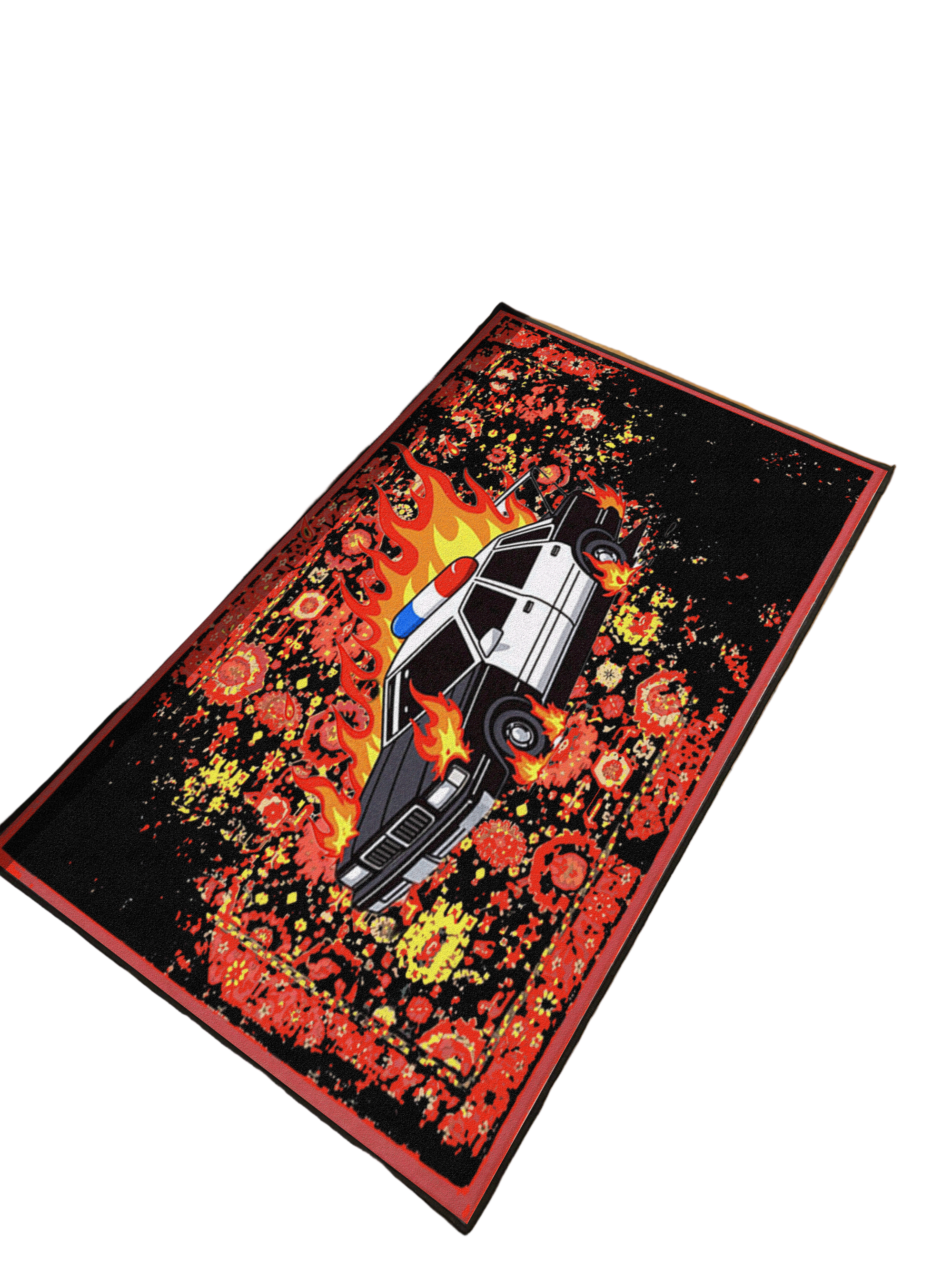 Burning Car traditional design Washable Rug