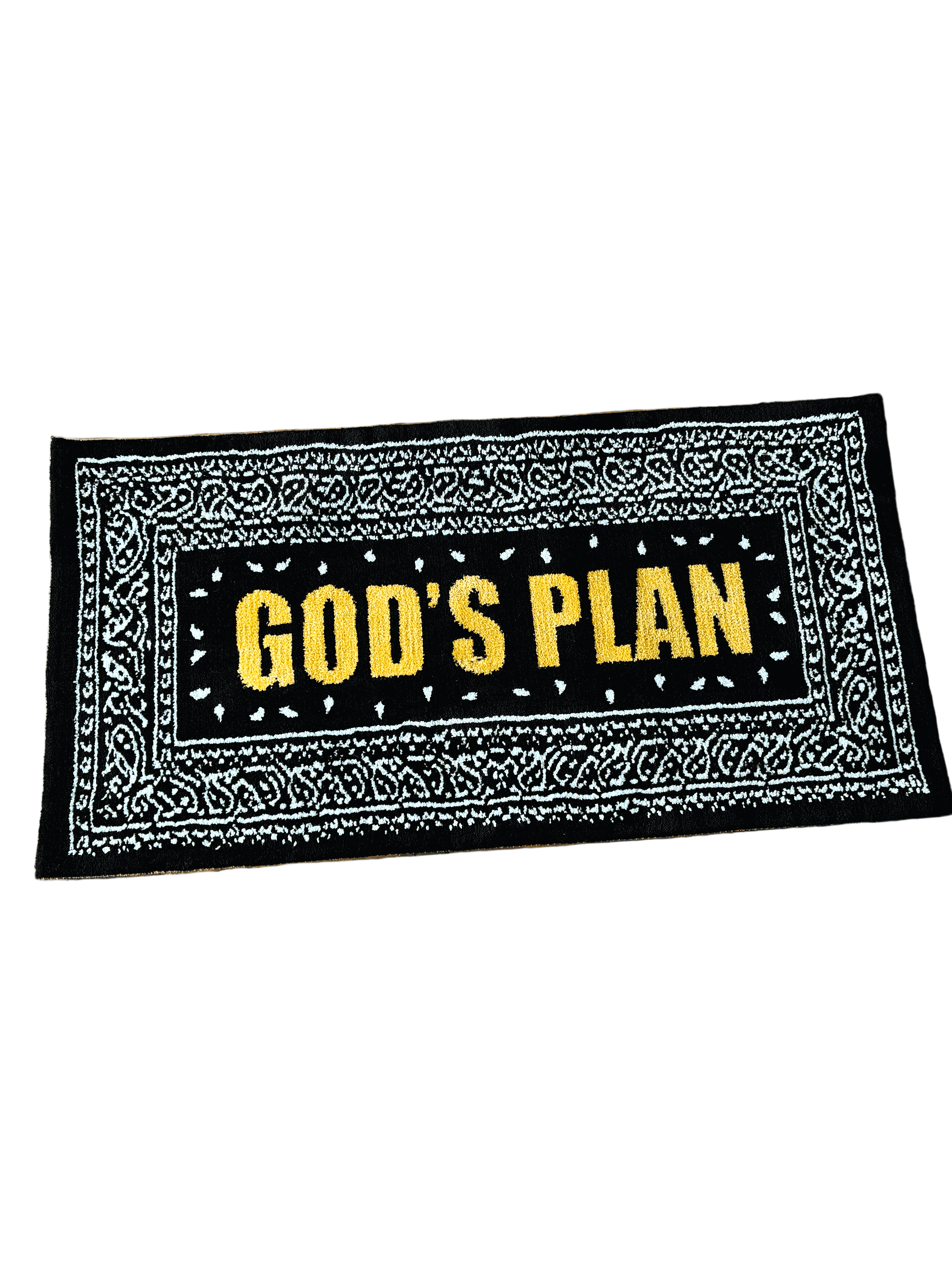 Gods Plan Yellow Machine Tufted Custom Rug