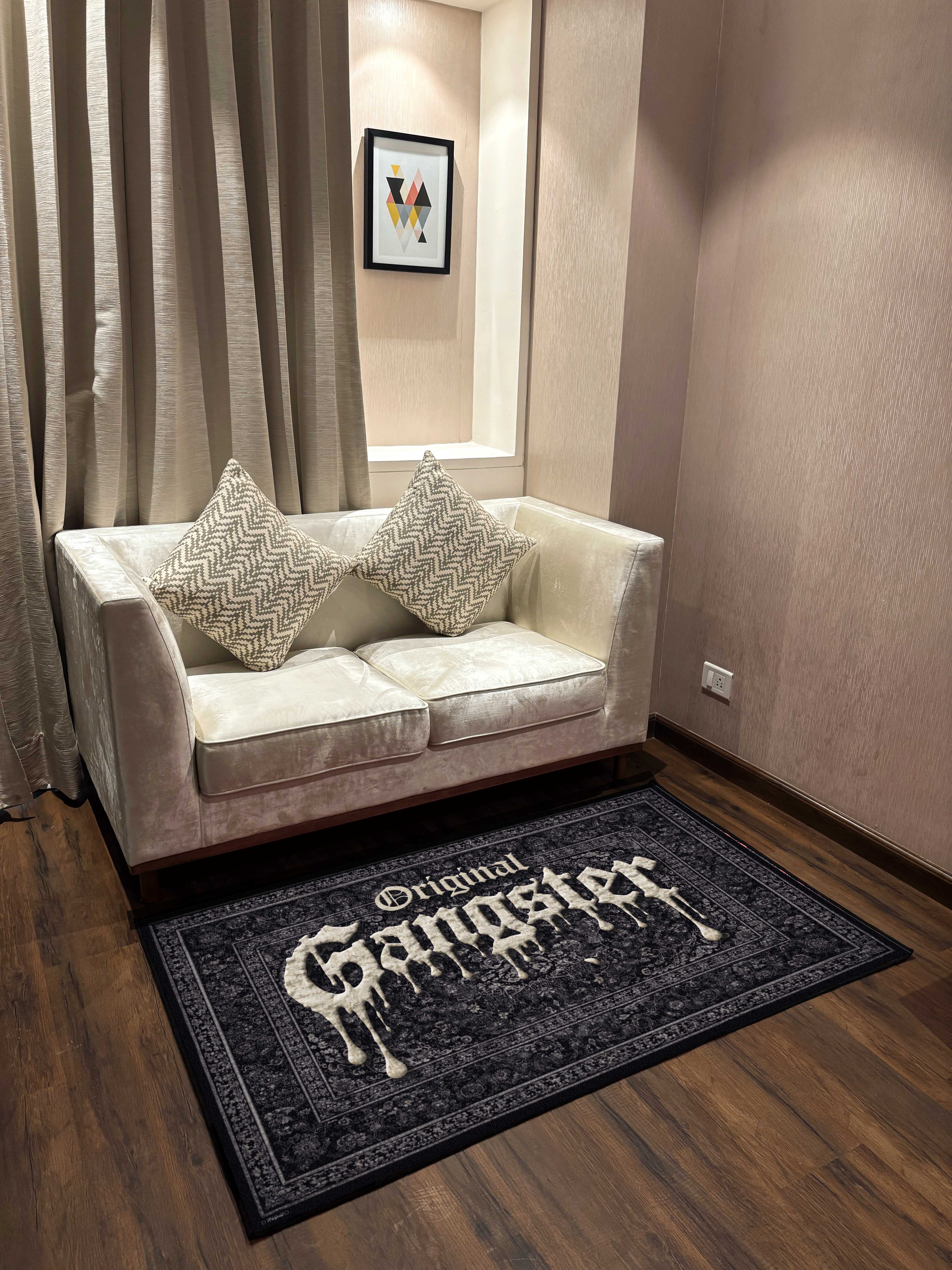 OG Gangster Black traditional design Washable Custom Rug