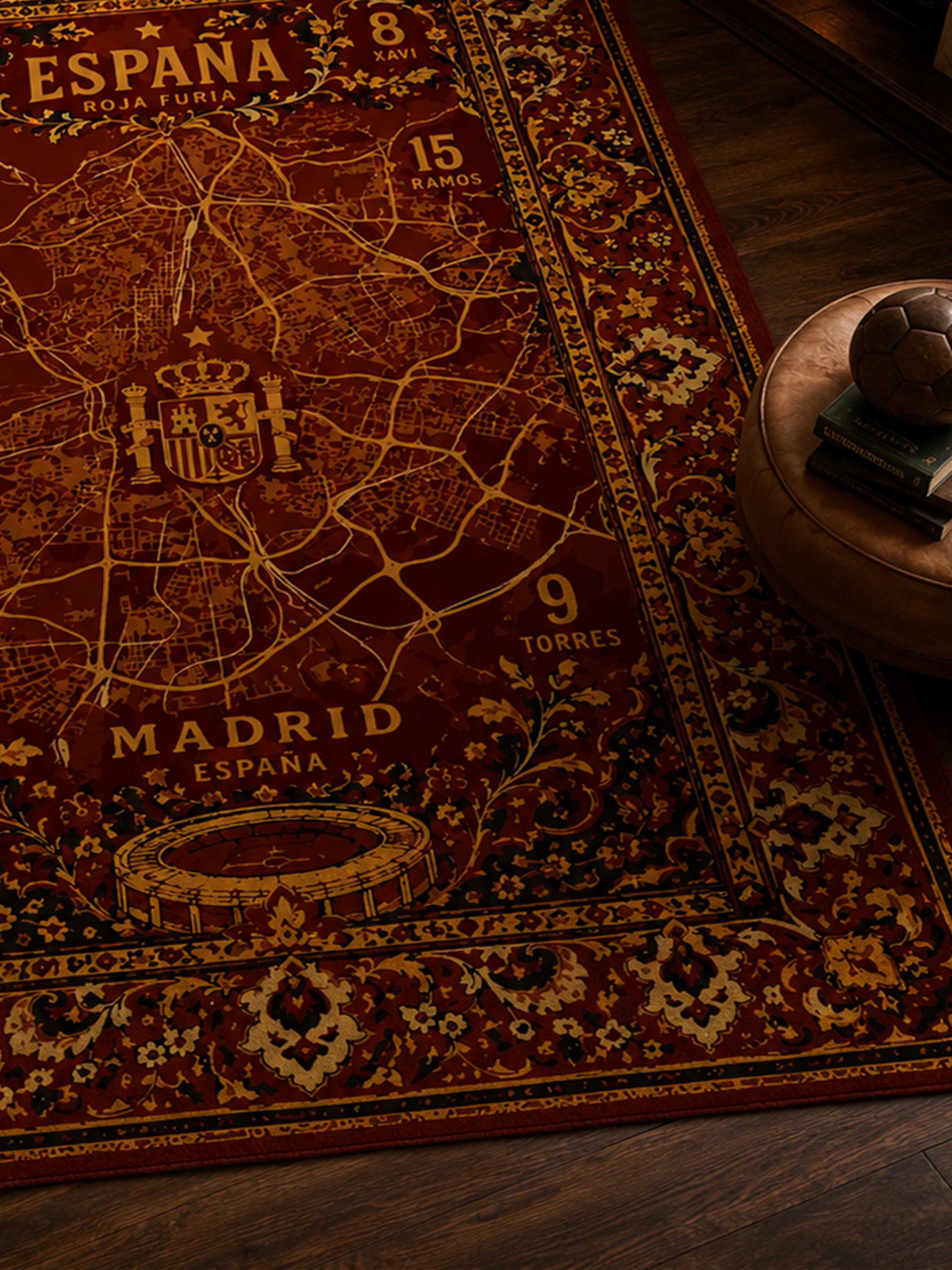 Spain Football Traditional Washable Rug
