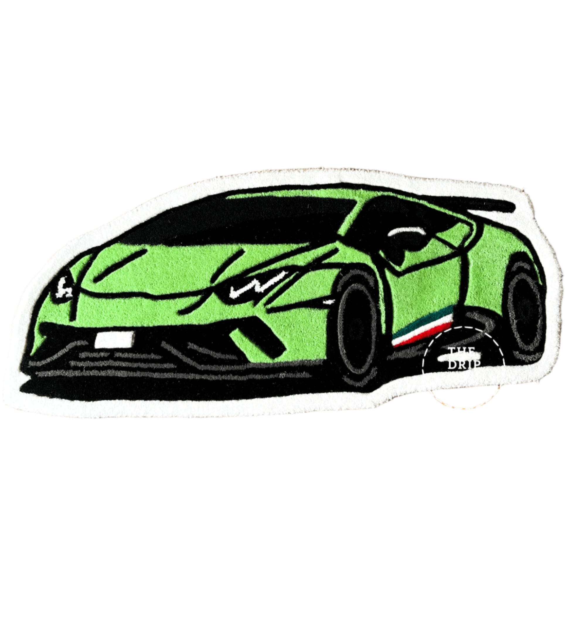 Green Sports Car Hand Tufted Custom Rug