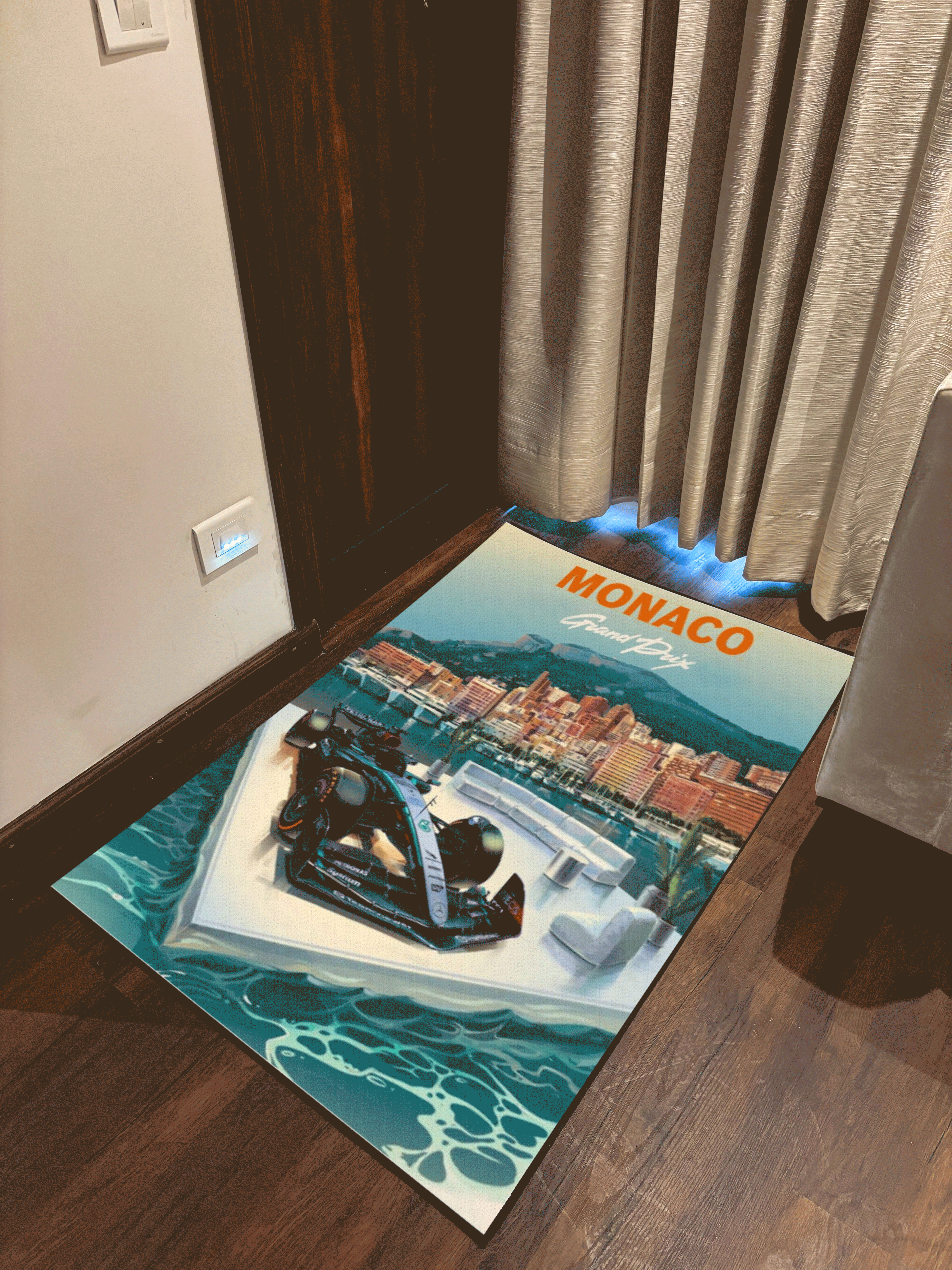 Monaco Fan Art Printed Washable Custom Rug