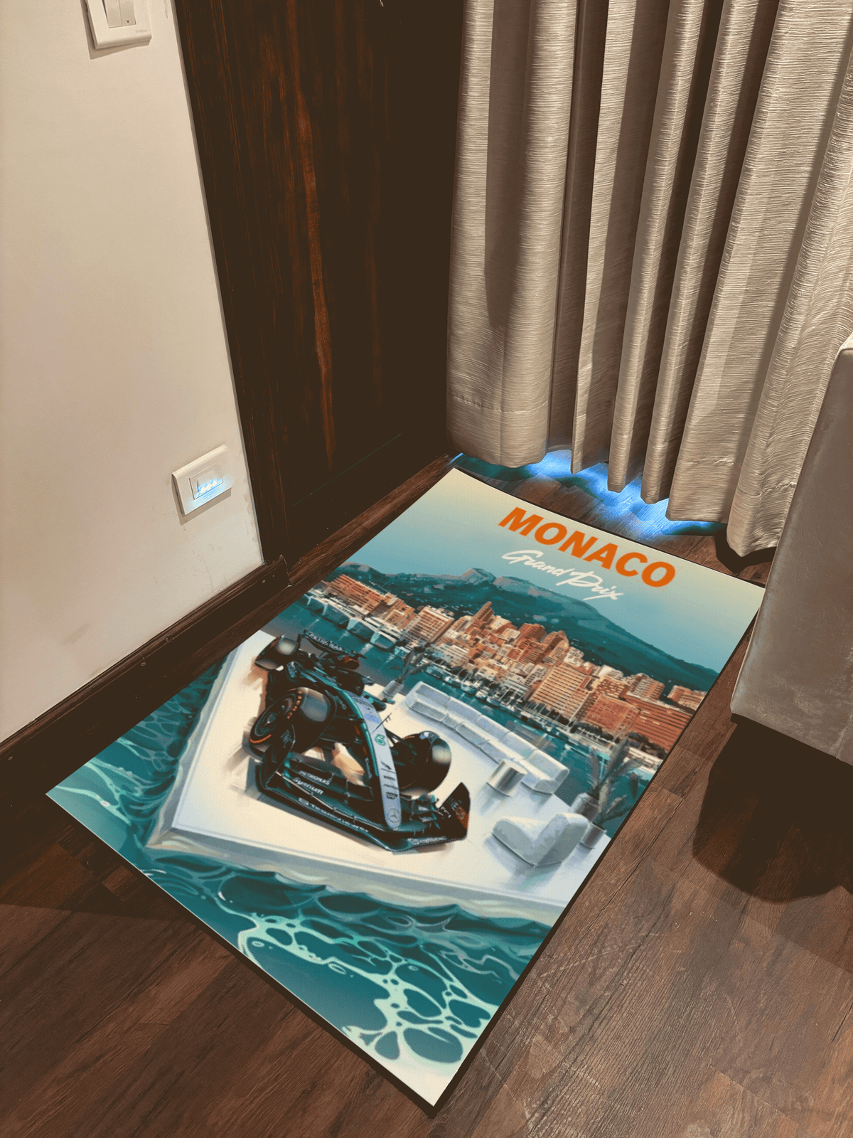 Monaco Fan Art Printed Washable Custom Rug