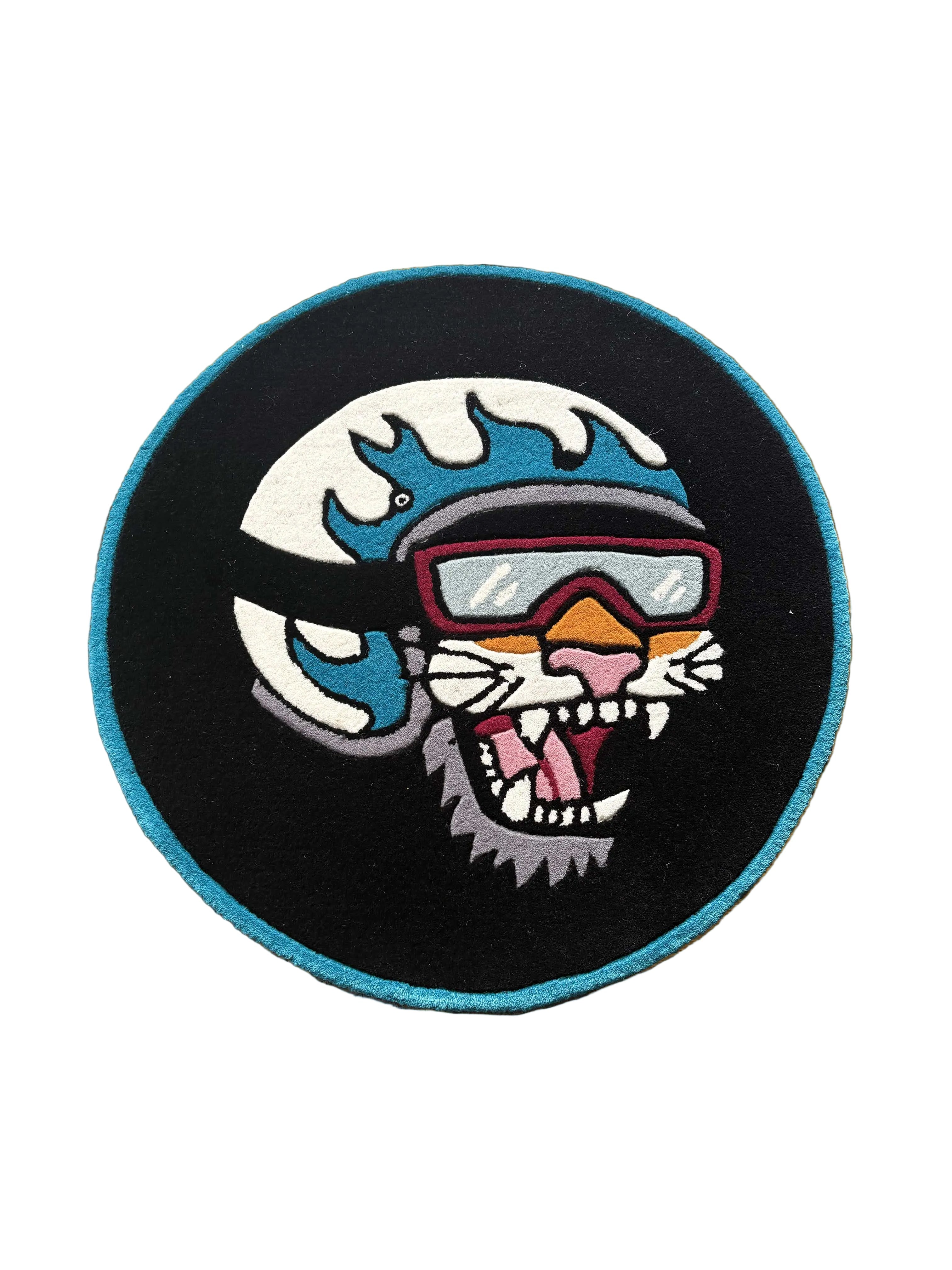 Cat biker Hand Tufted Custom Rug