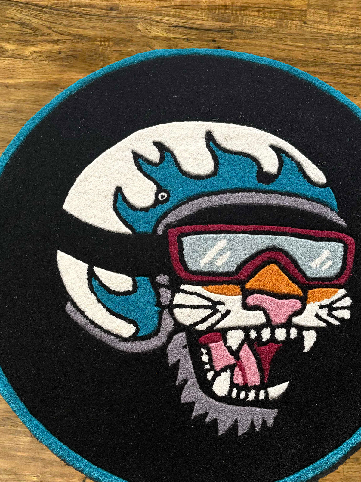 Cat biker Hand Tufted Custom Rug
