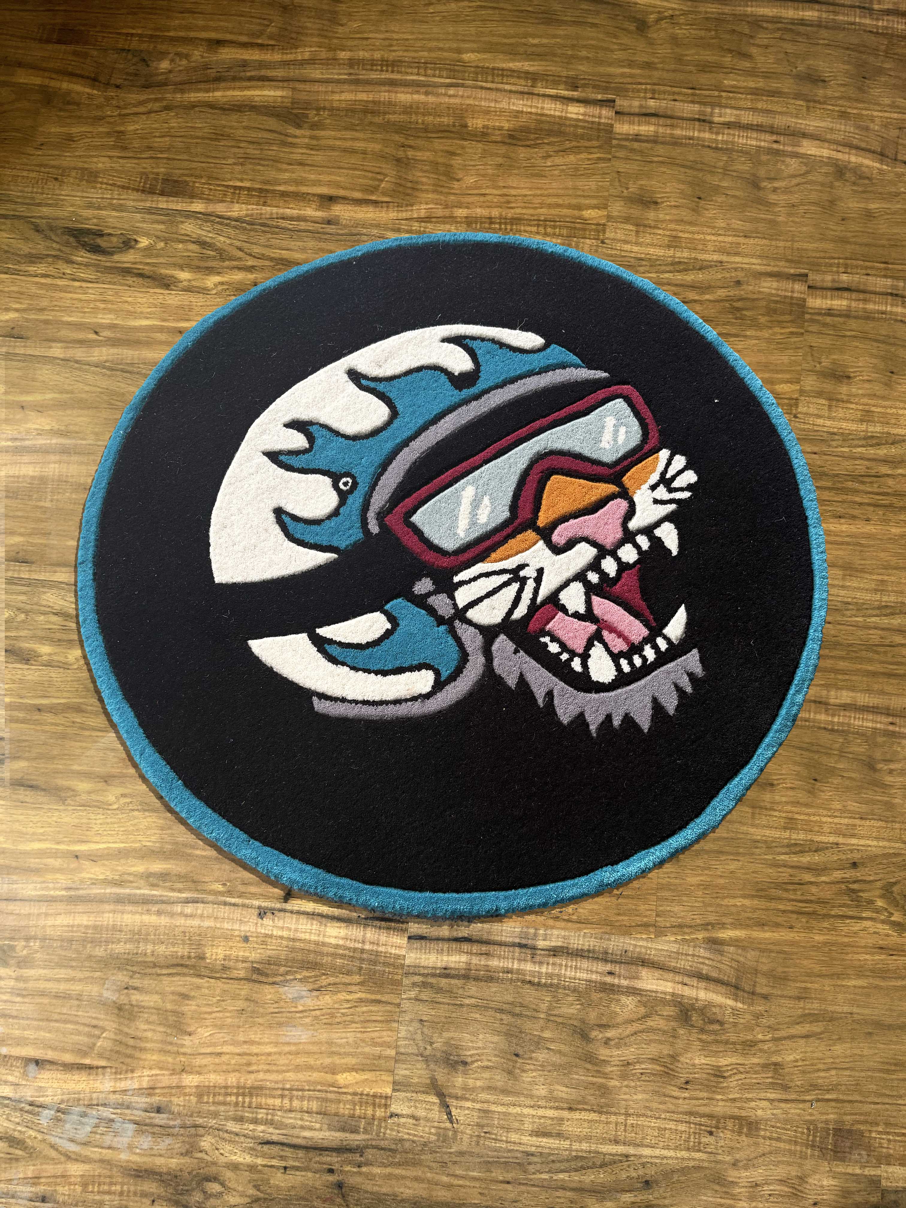 Cat biker Hand Tufted Custom Rug