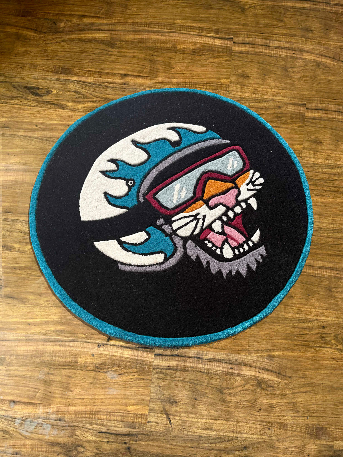 Cat biker Hand Tufted Custom Rug