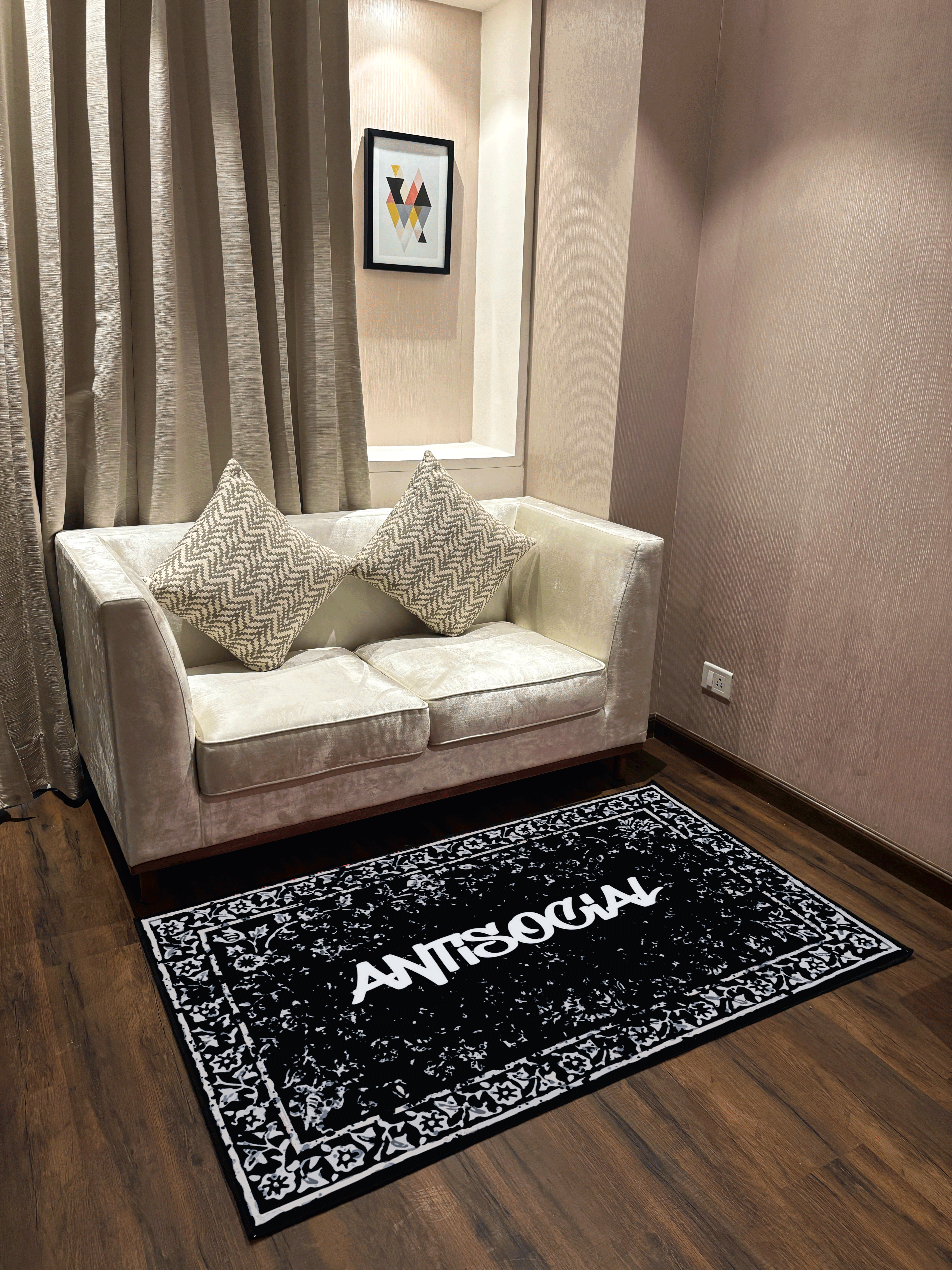 Anti Social Traditional design Washable Custom Rug
