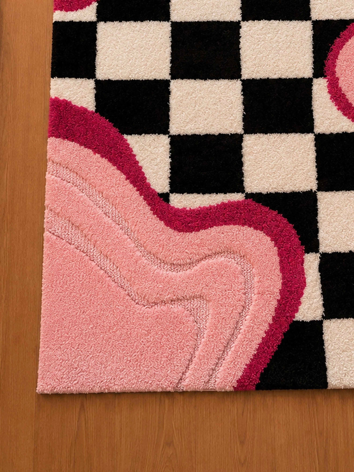 Melted Checkerboard machine made rug
