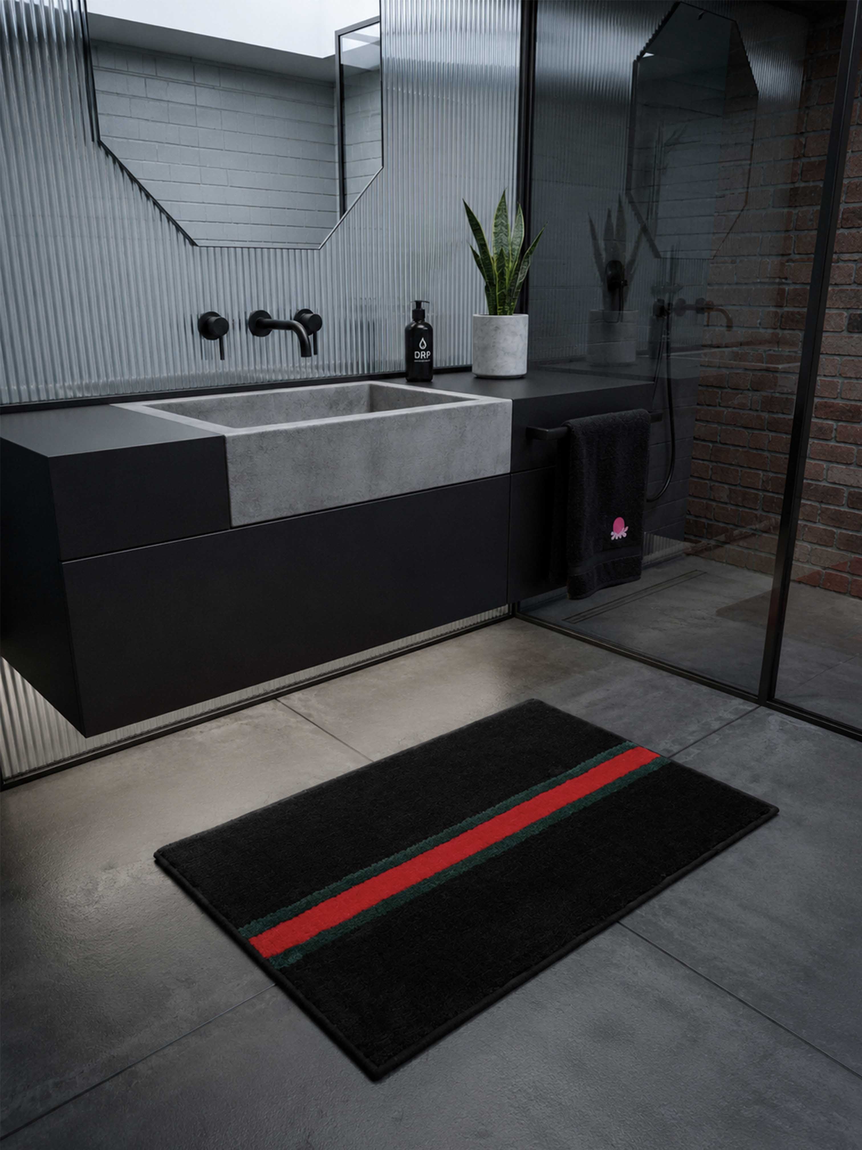 Green & Red Stripes Bath Mat