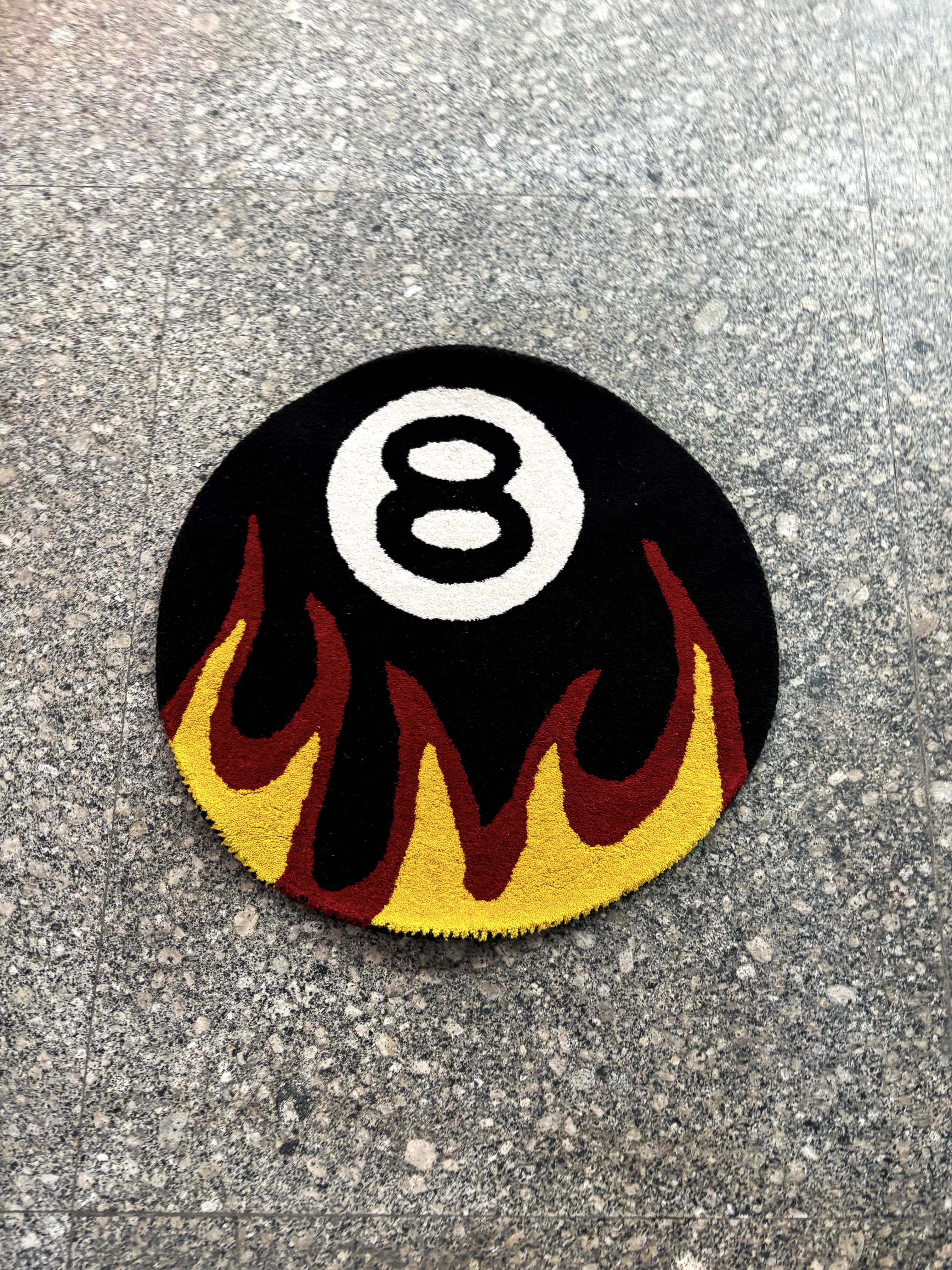 8 Ball Fire Tufted Custom Rug
