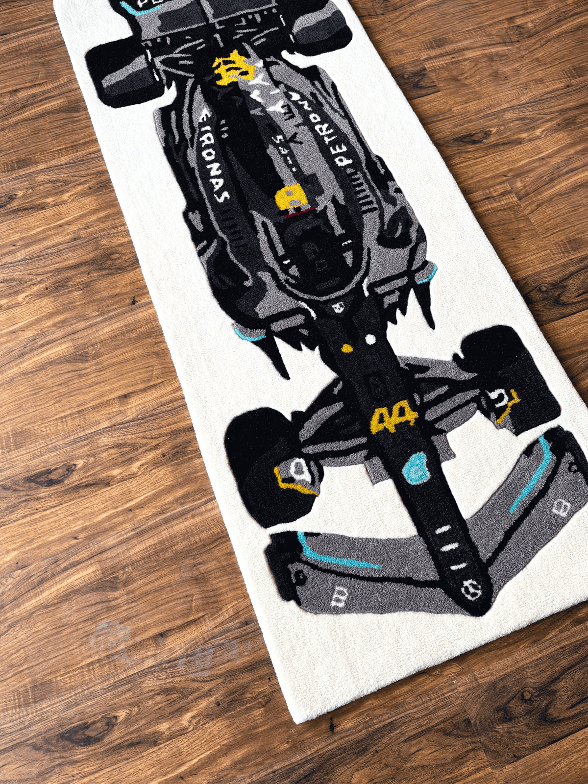 F1 Mercedes inspired Racing Car hand tufted Custom Rug