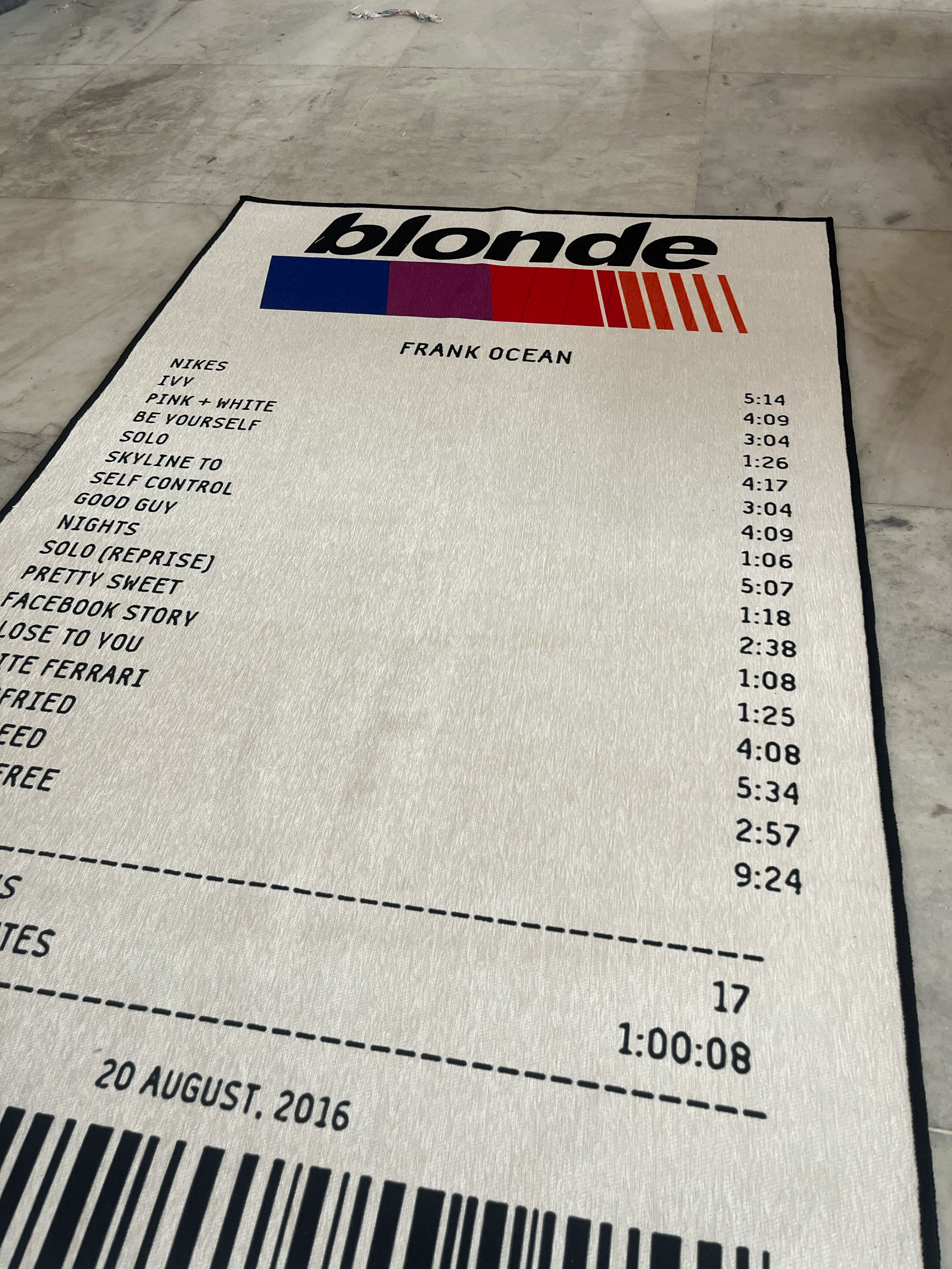 Receipt Washable Printed Custom Rug
