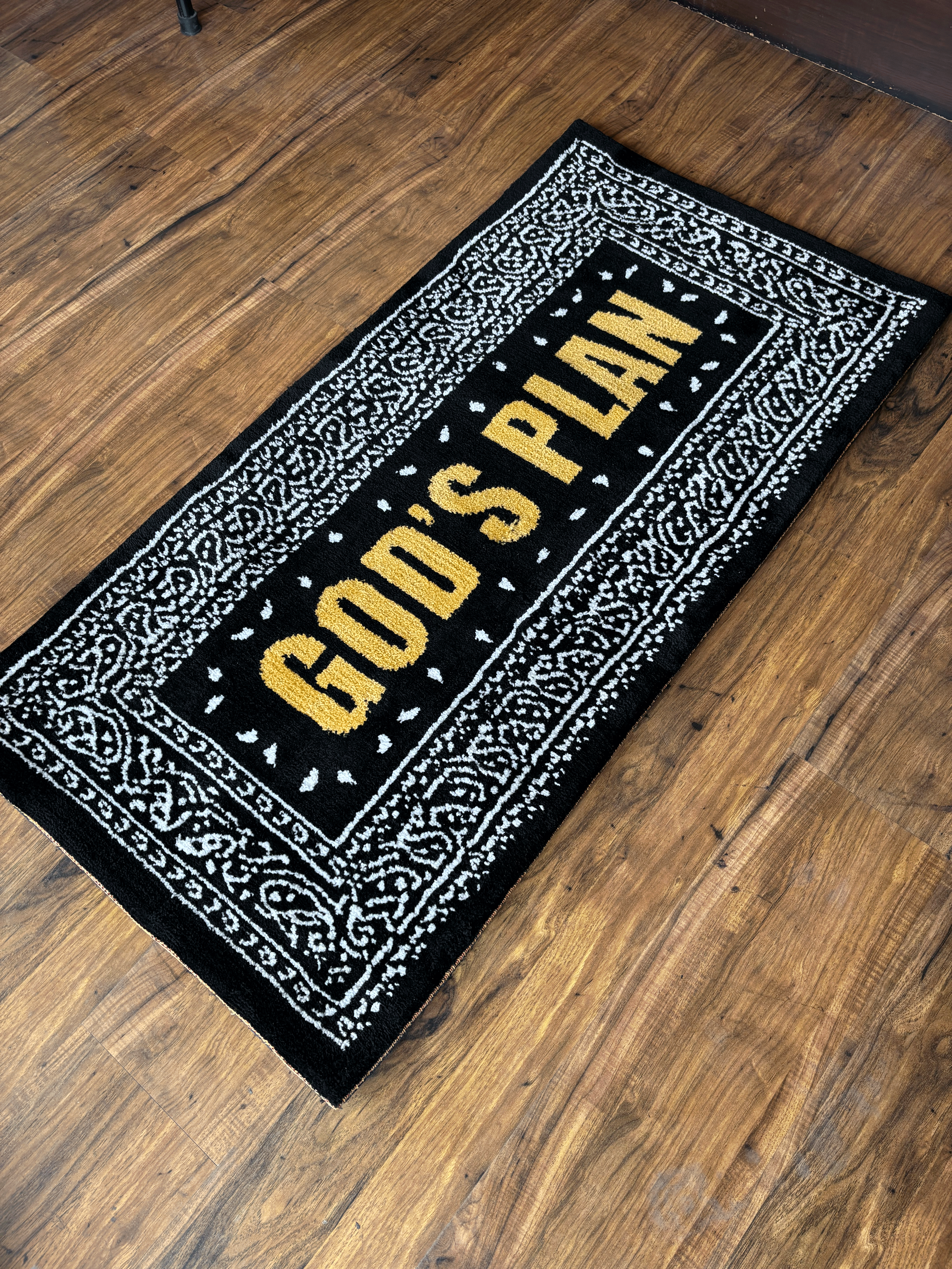 Gods Plan Yellow Machine Tufted Custom Rug